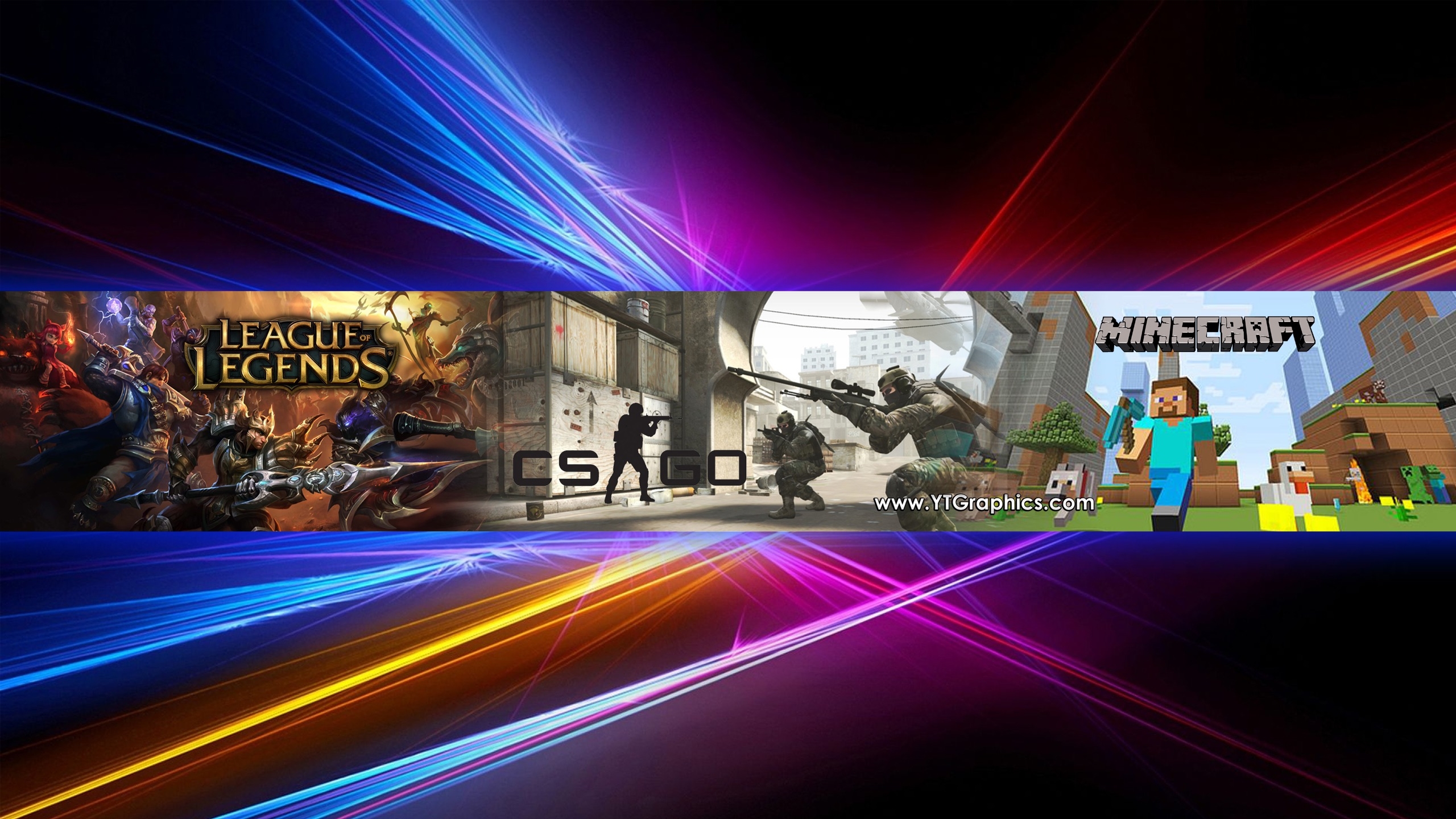 2560x1440 Banner Youtube Cs Go Minecraft, Desktop