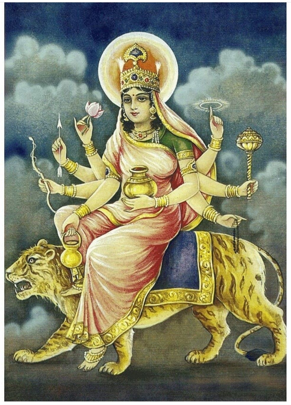 990x1370 Maa Kushmanda Nav Durga. Durga painting, Durga goddess, Hindu art, Phone