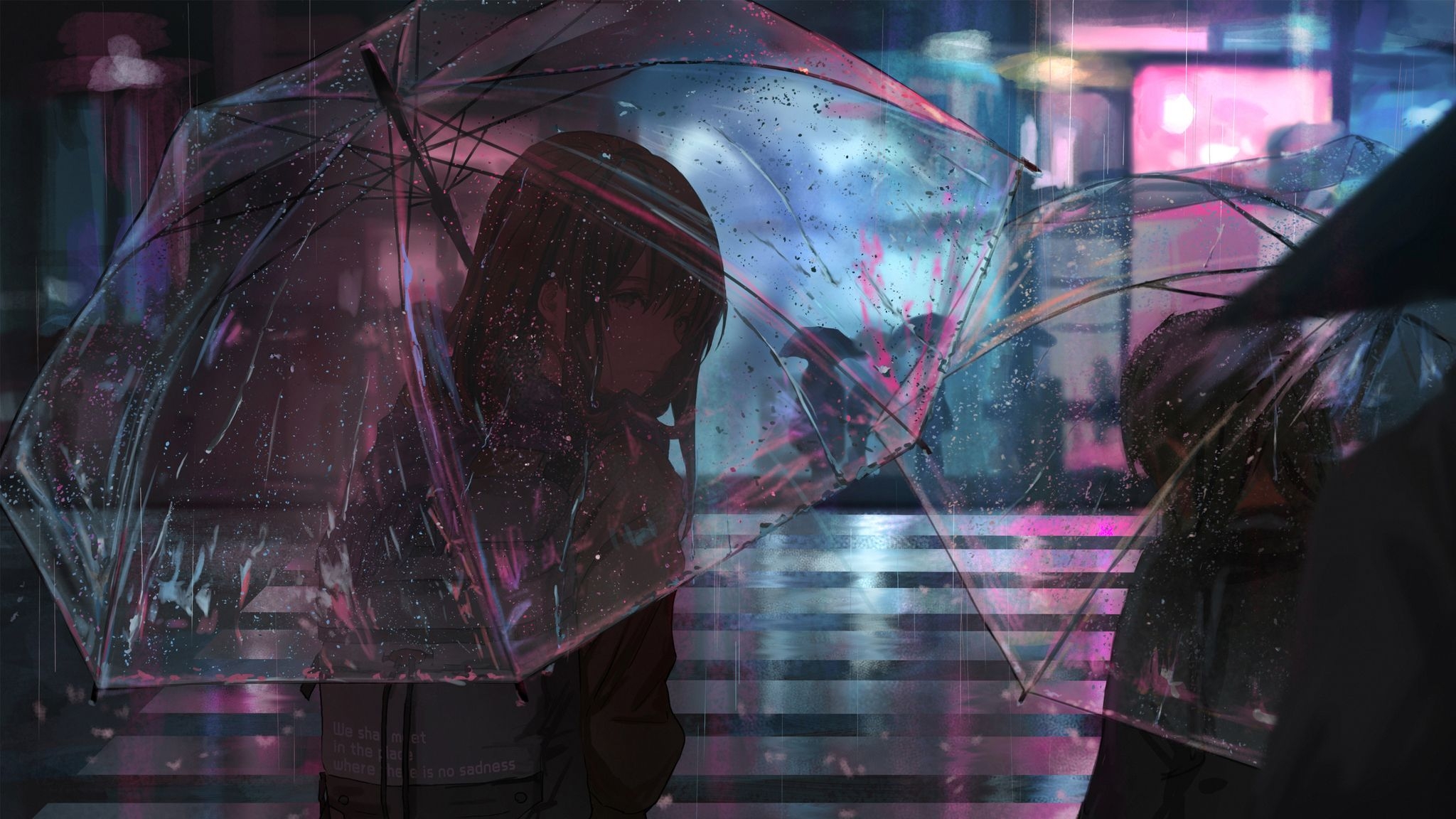 2050x1160 Anime Girl In Rain With Umbrella 4k  Resolution, Desktop