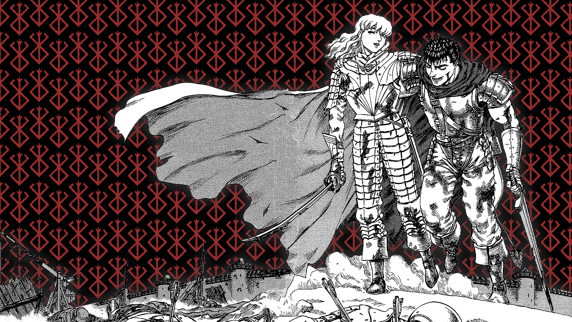 1920x1080 Guts and Griffith wallpaper with black background, Desktop