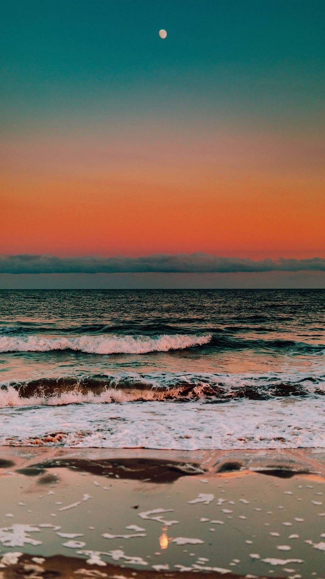 1080x1920 Download Aesthetic Beach Orange Sky Wallpaper, Phone