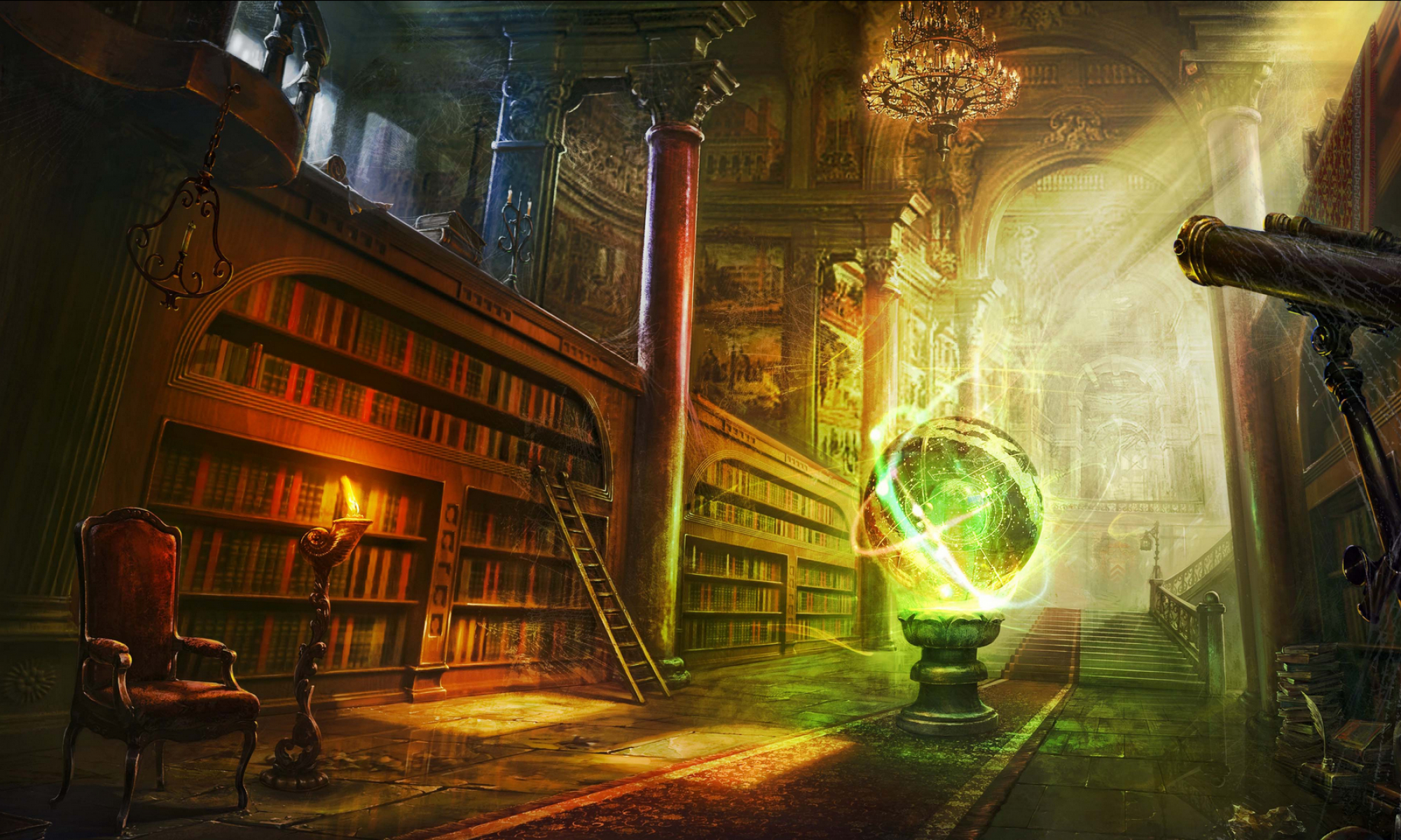 2000x1200 The Apprentice's Guide to D&D Spells: Cantrips (0th level). Library art, Landscape artwork, Desktop background image, Desktop