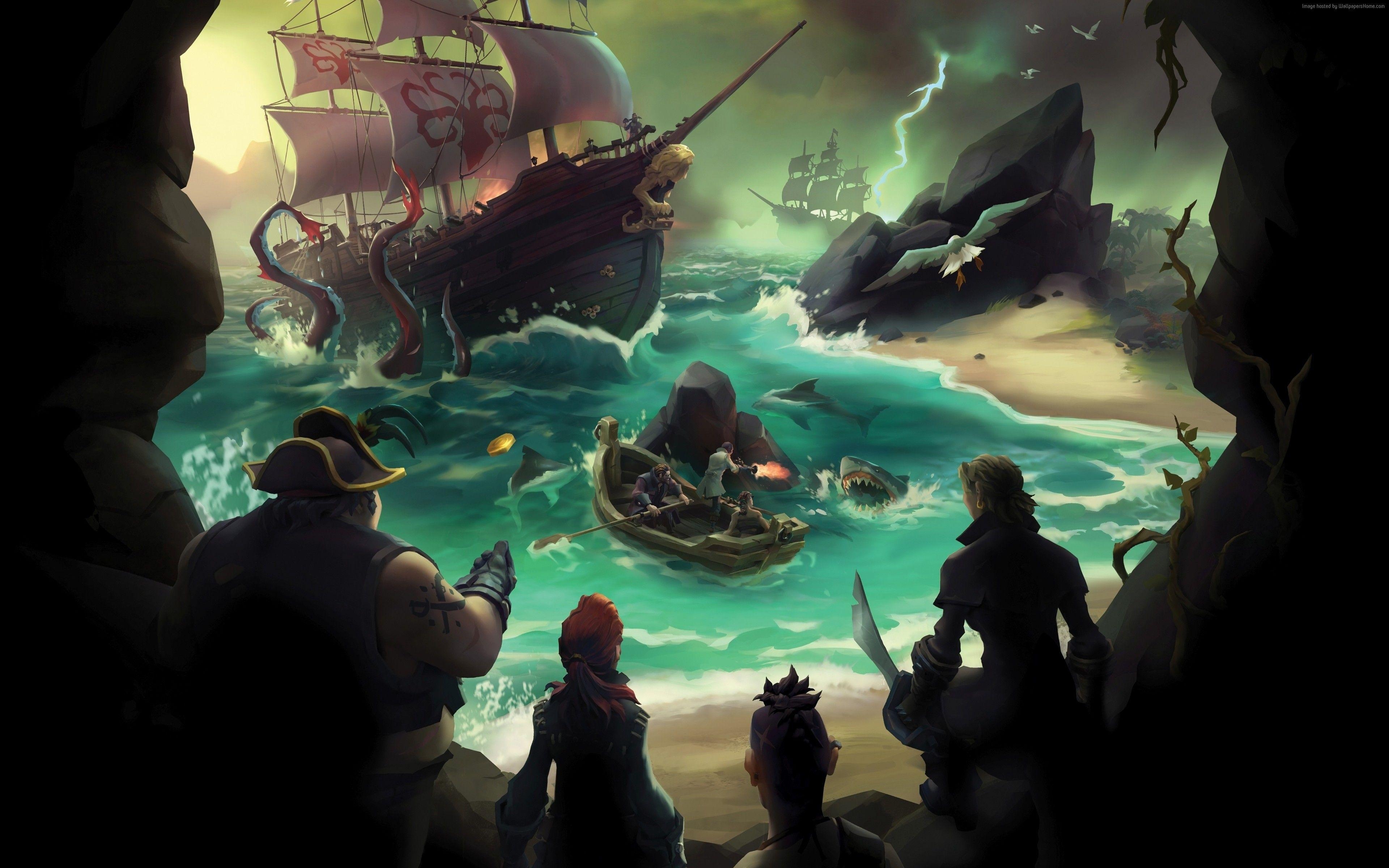 3840x2400 Wallpaper Sea of Thieves, Gamescom pirates, best games, pc, Desktop