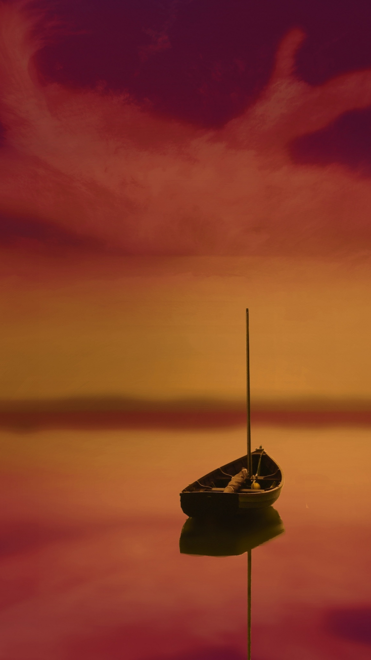 750x1340 wallpaper  boat, sunset, sea, Phone