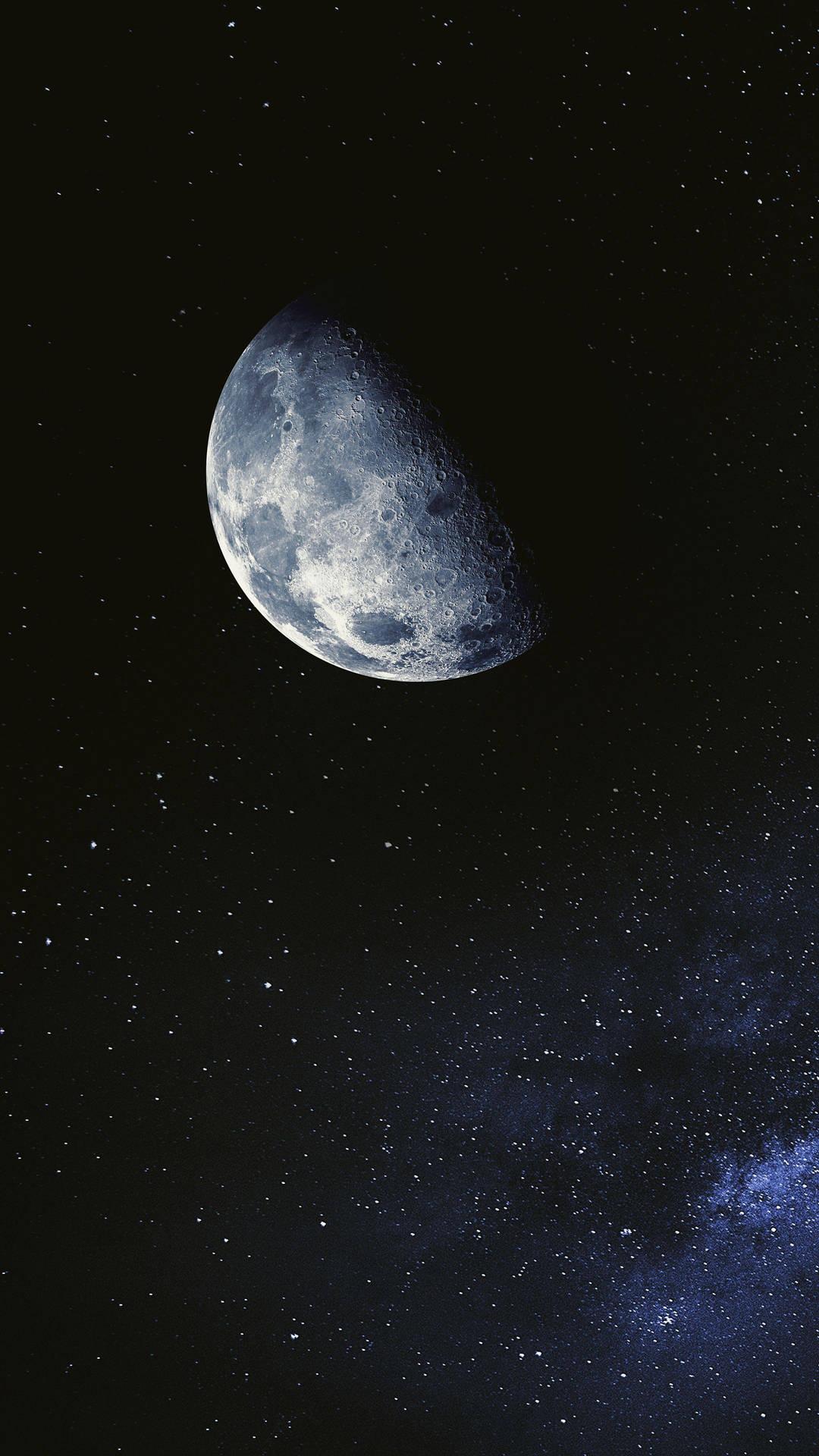 1080x1920 Download Enigmatic Half Moon Shining in the Dark Sky Ultra HD Wallpaper for Phones Wallpaper, Phone