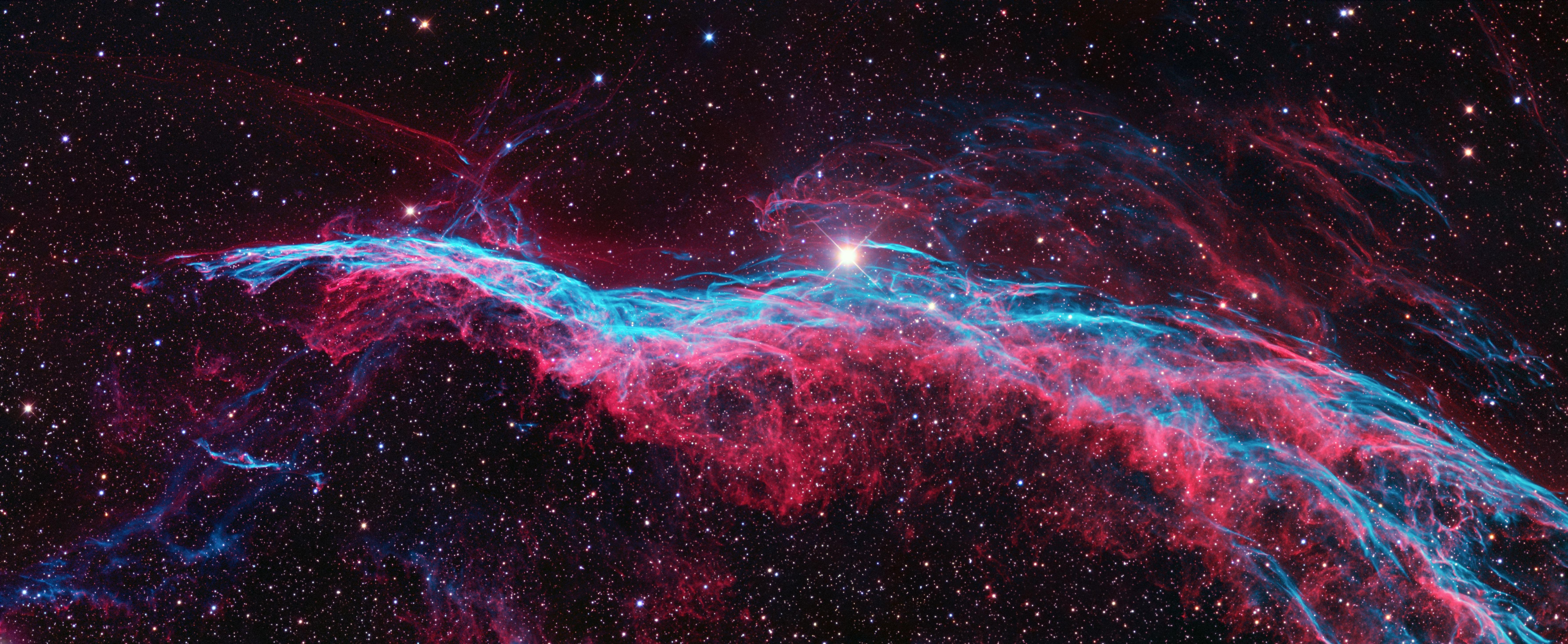 7150x2940 The Veil Nebula Wallpaper Free The Veil Nebula, Dual Screen