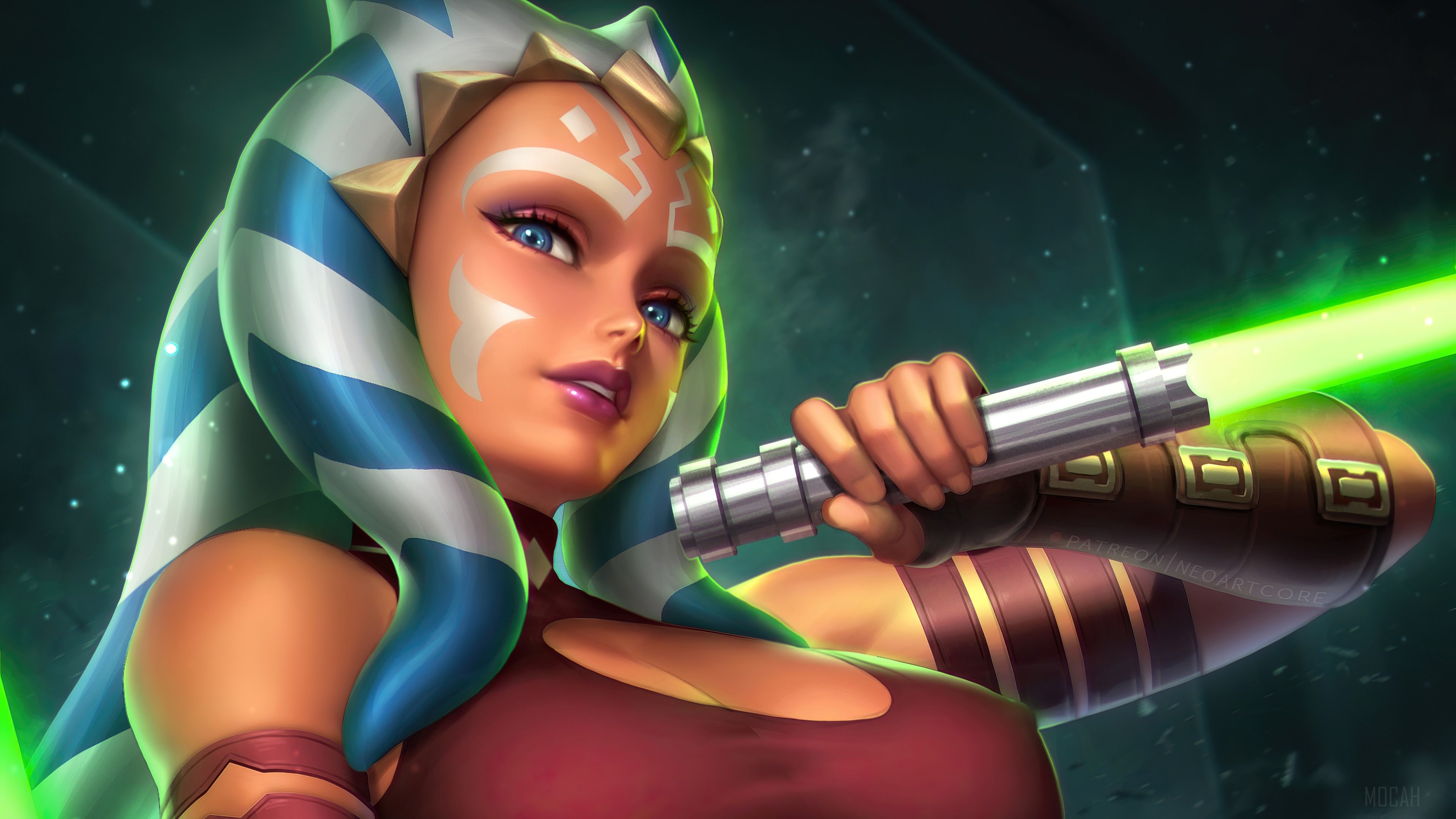 3840x2160 Ahsoka Tano, Star Wars, Lightsaber, Fantasy, Sci Fi 4k wallpaper HD Wallpaper, Desktop