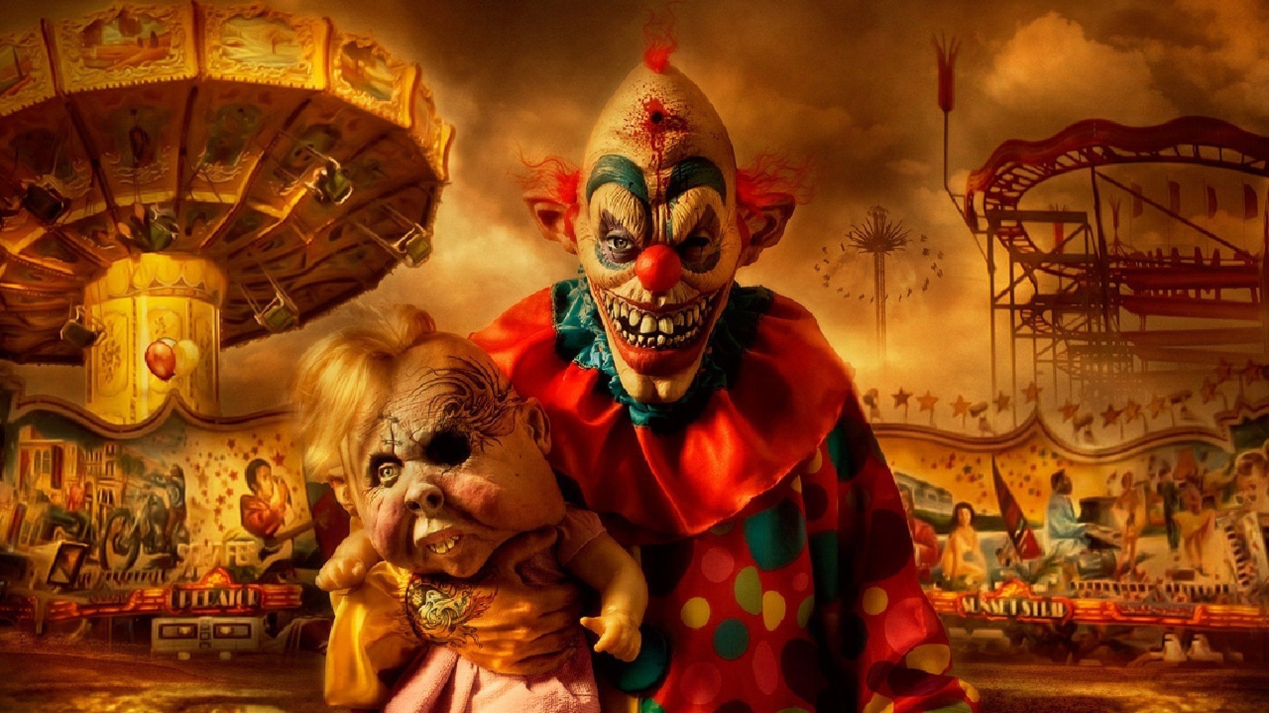 2560x1440 Dark horror evil clown art artwork f wallpaperx1440, Desktop