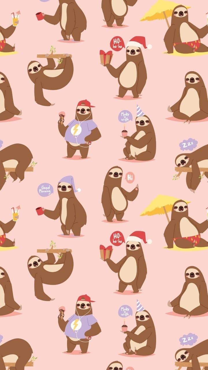 720x1280 Image discovered by Mαяvєℓσus Gιяℓ. Find image and videos about cute, background and pattern. Cute cartoon wallpaper, Sloth art, Sloth, Phone