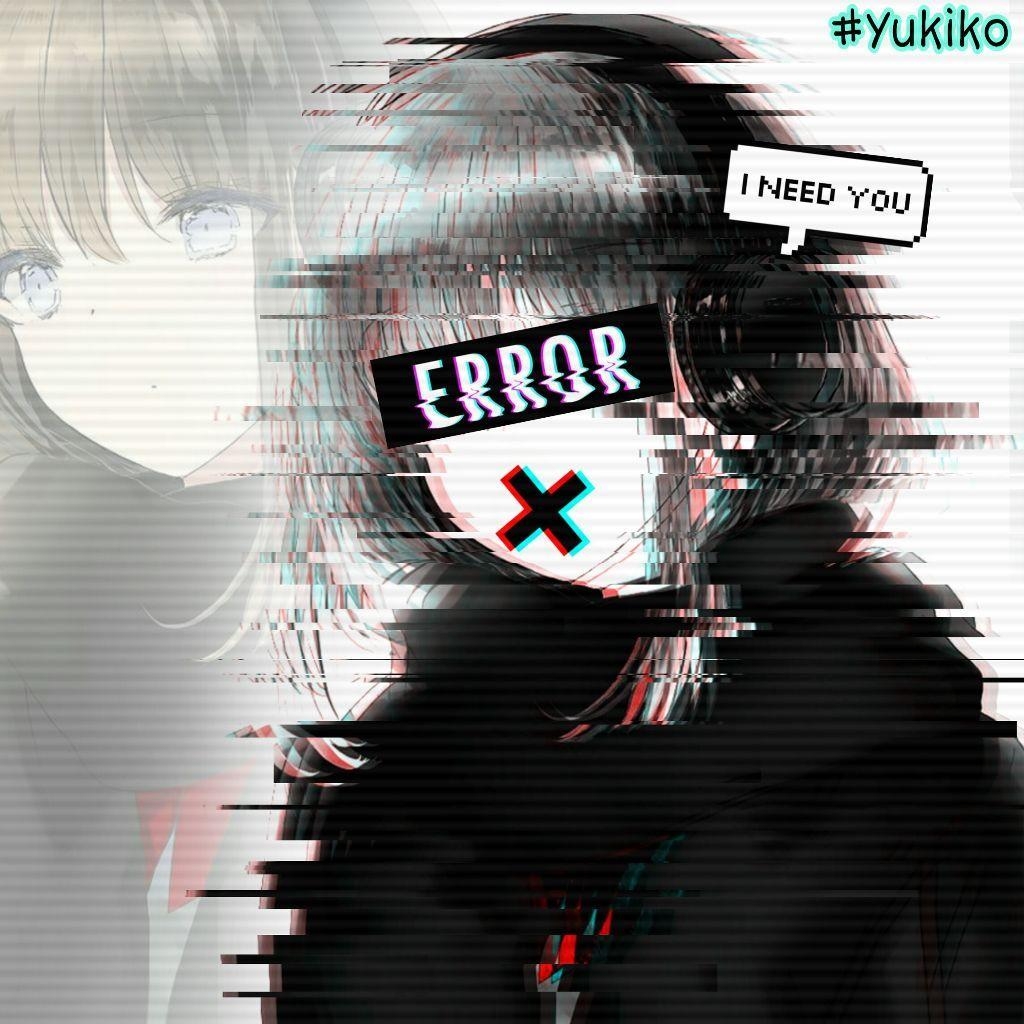 1030x1030 Avt glitch. girl anime by Yukiko.27. Anime chorando, Phone