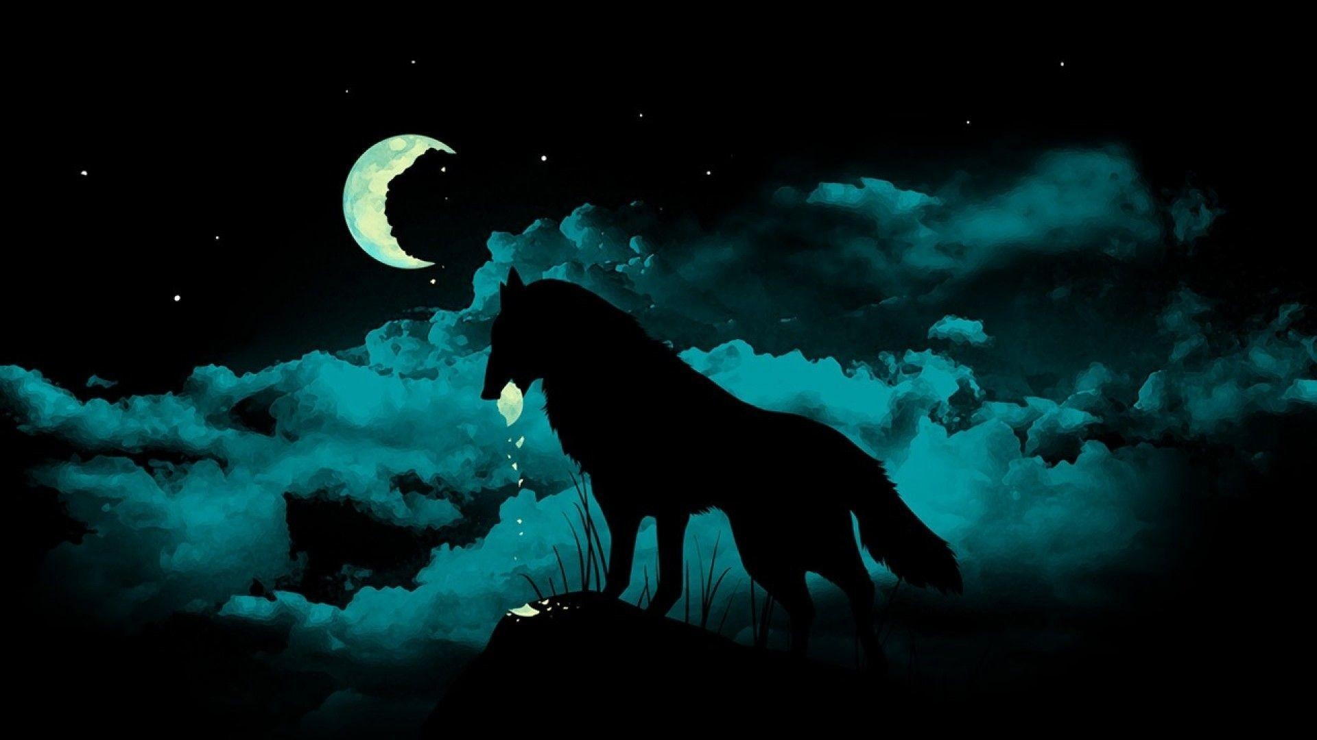 1920x1080 Wolf Howling at the Red Moon Wallpaper, Desktop