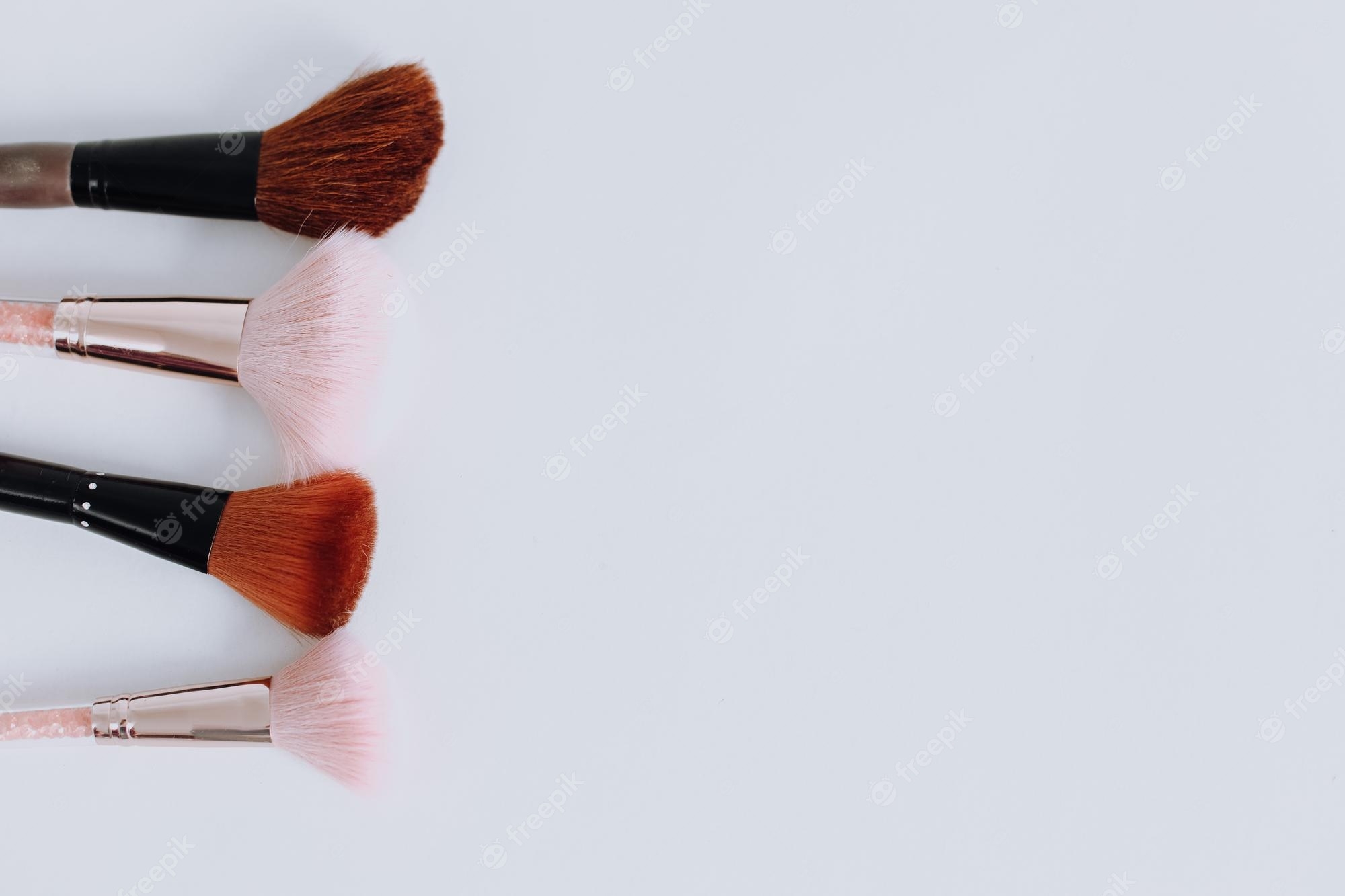 2000x1340 Premium Photo. Various makeup brushes arranged over white background with copy space cute girly wallpaper, Desktop