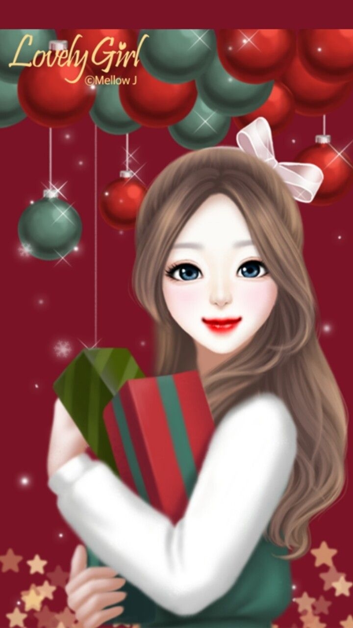 720x1280 Christmas, Art, And Art Girl Image Christmas Girl Cartoon, Phone