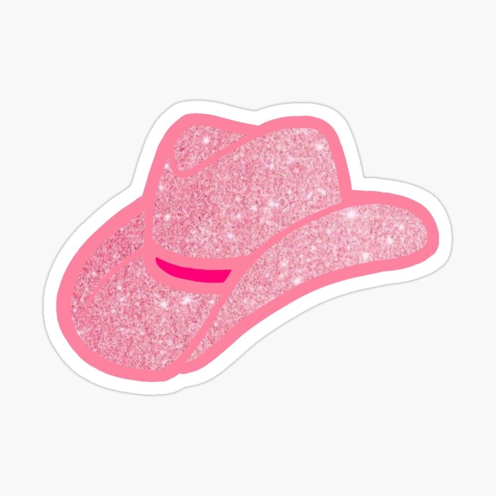 1000x1000 Pink Glitter Cowgirl Hat Sticker By Maddiee Kennedy. Preppy Stickers, Cowgirl Hats, Preppy Wallpaper, Phone