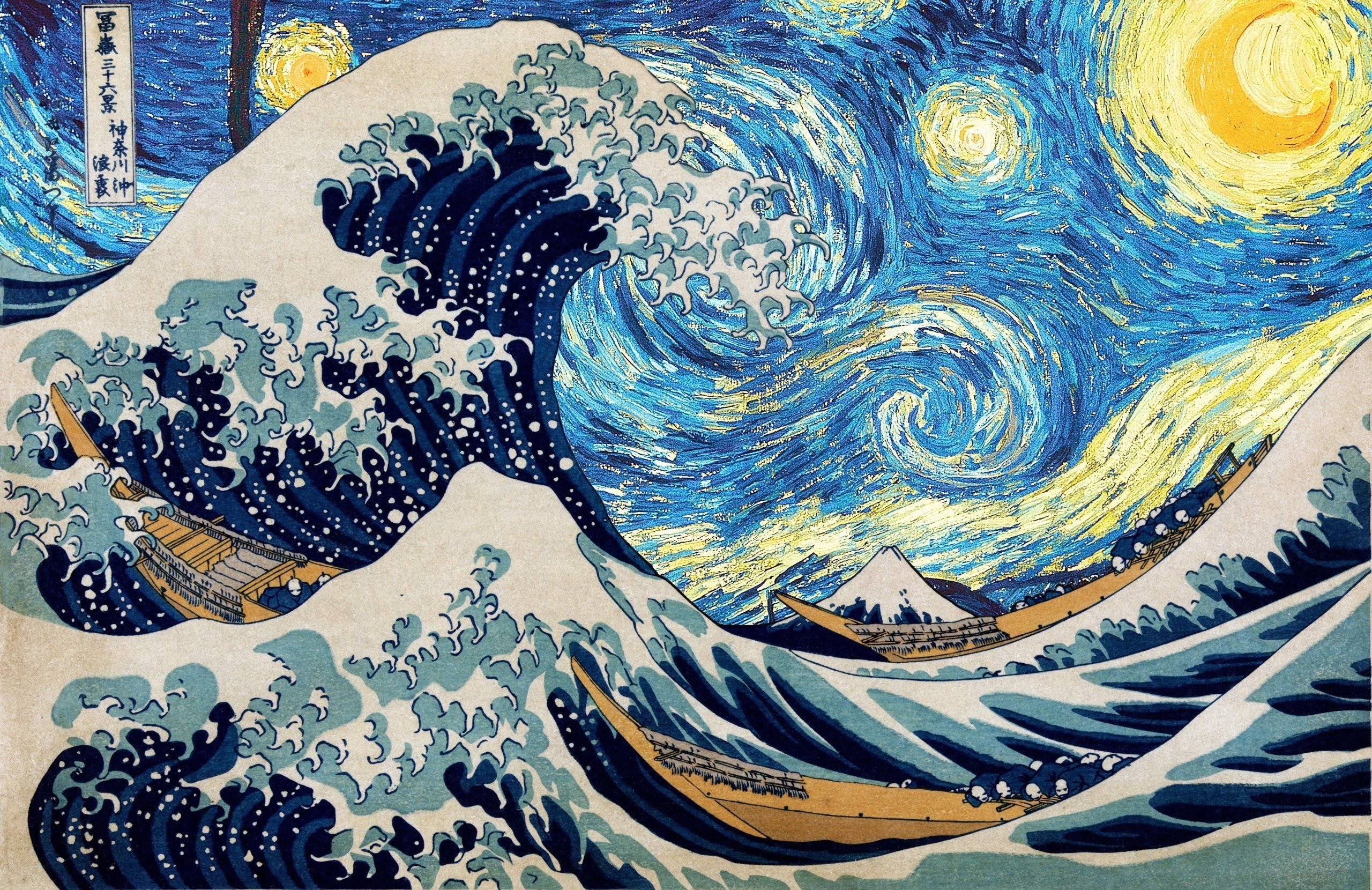 2560x1660 Vincent van Gogh, Hokusai, Starry night, The Great Wave off Kanagawa HD Wallpaper / Desktop and Mobile Image & Photo, Desktop