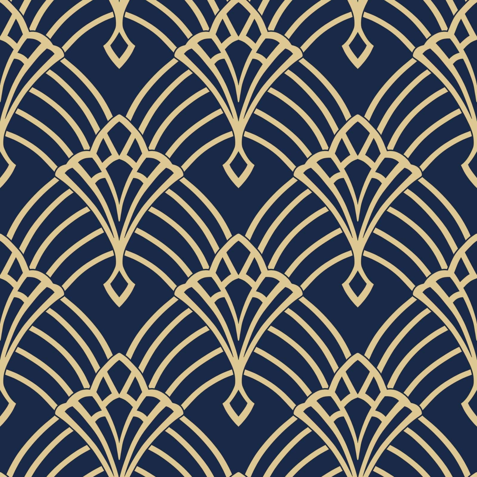 1600x1600 Waldorf Art Deco Wallpaper Navy / Gold World of Wallpaper 274447, Phone