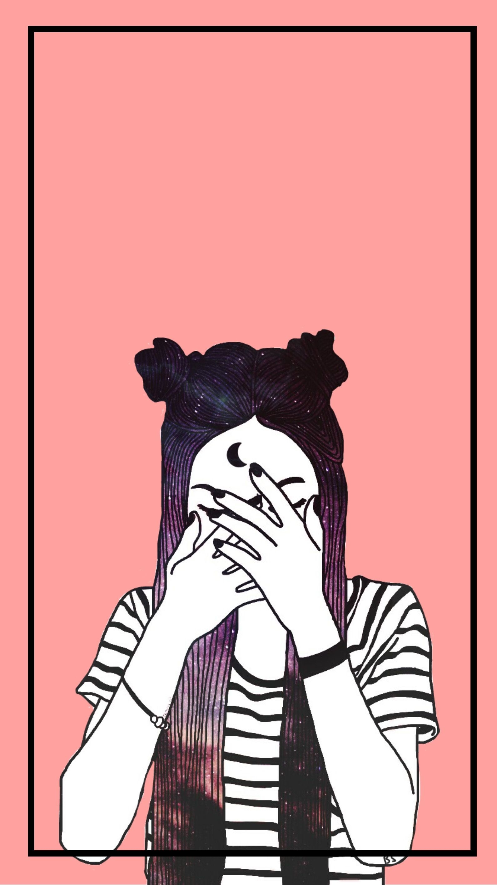 1600x2830 Wallpaper Aesthetic Girl Sad Face Drawings Sketches, Phone