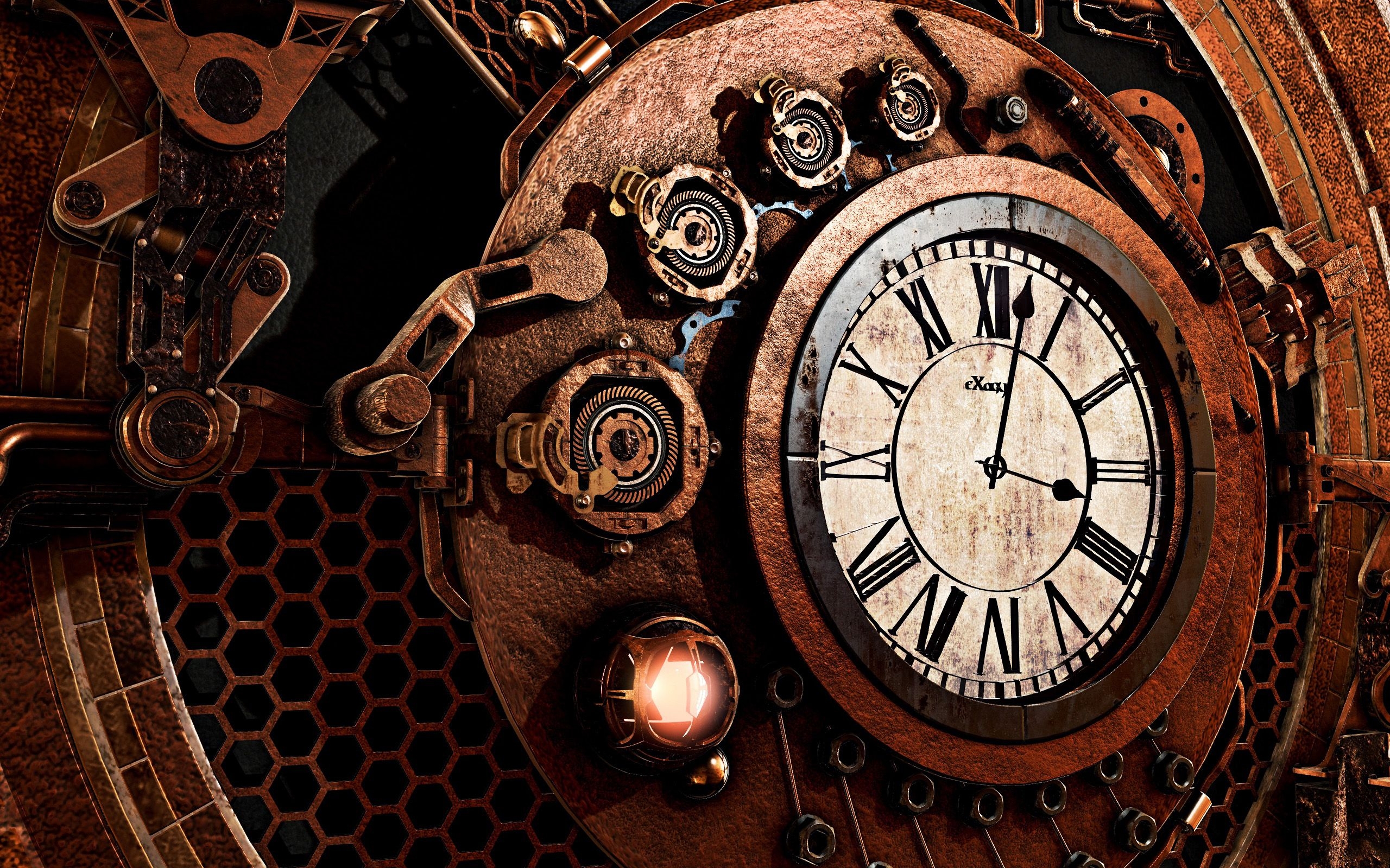 2560x1600 Download wallpaper old clock, retro, time concepts, clock mechanism, metal clock for desktop with resolution. High Quality HD picture wallpaper, Desktop