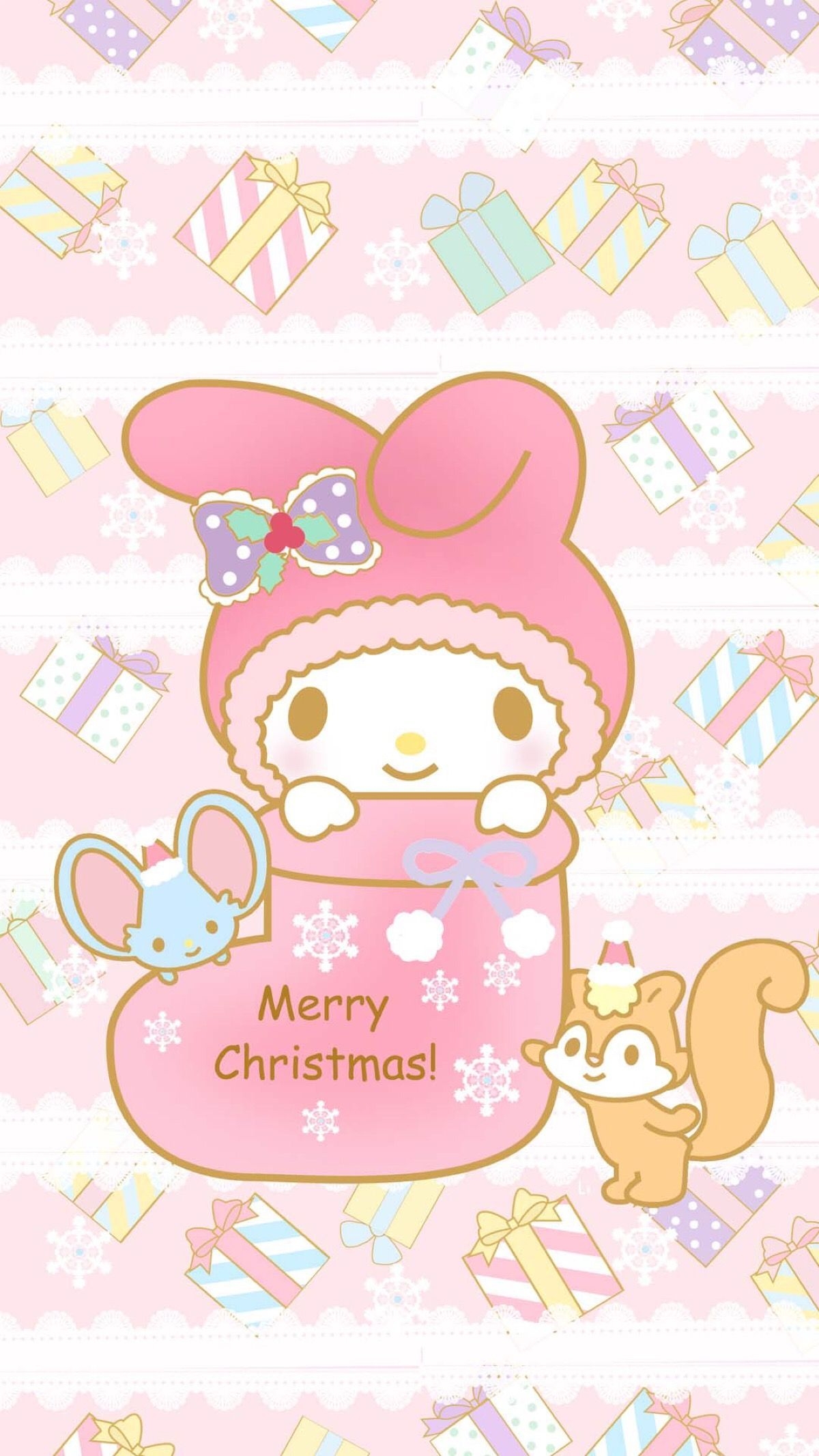 1200x2140 My Melody': Merry Christmas wallpaper (picture courtesy of Sanrio). My melody wallpaper, Hello kitty christmas, Hello kitty wallpaper, Phone