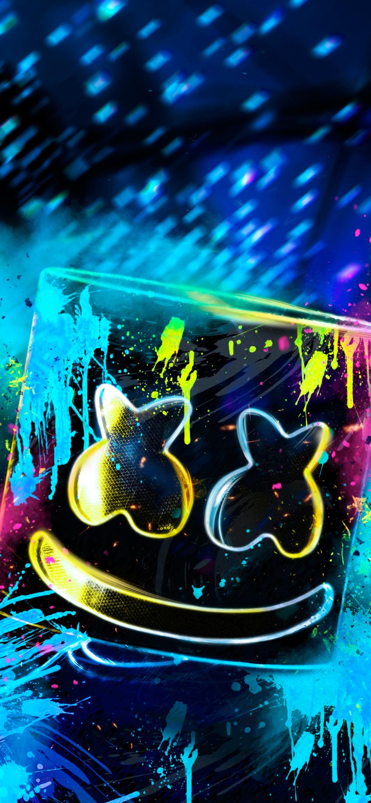 1250x2690 Neon Marshmello iPhone XS MAX HD 4k Wallpaper, Image, Phone