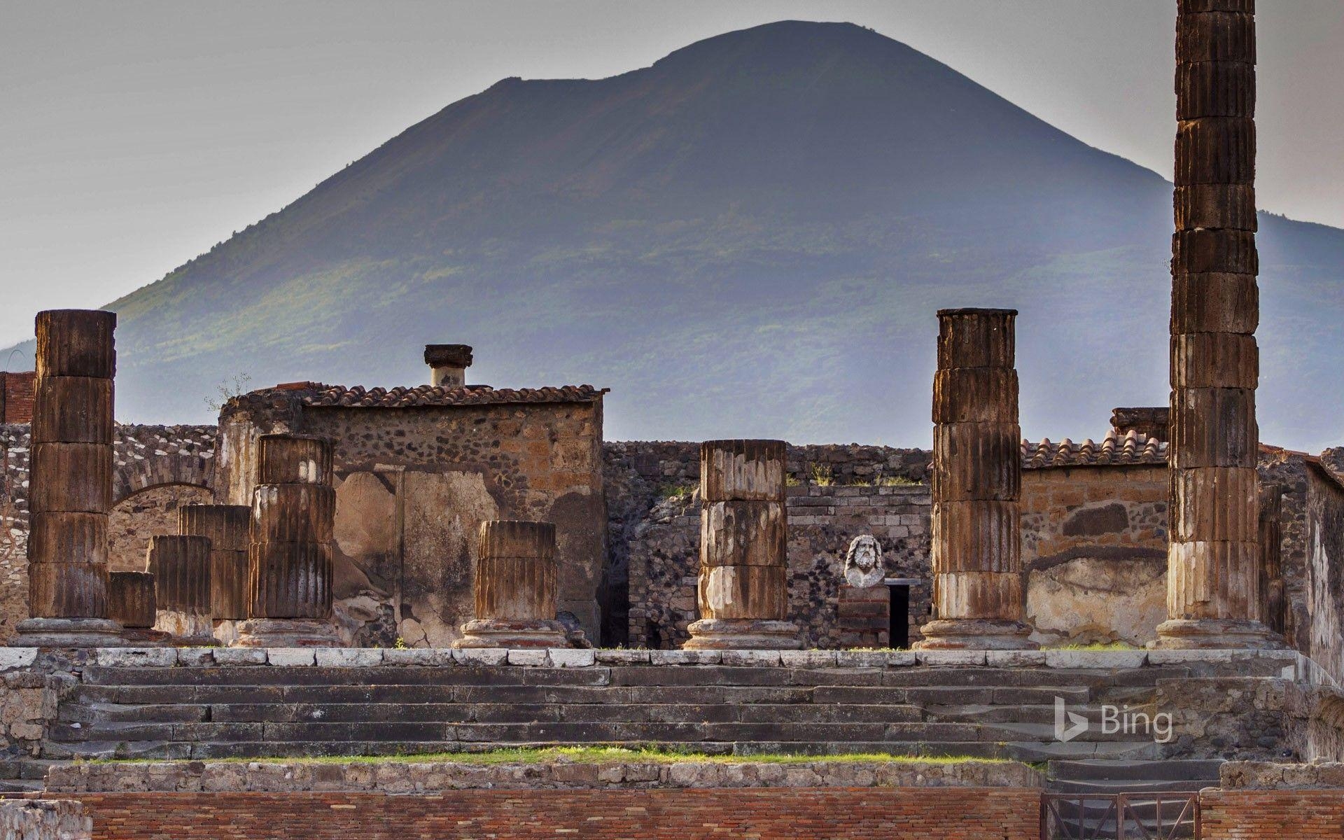 1920x1200 The Temple of Jupiter and Mount Vesuvius from Pompeii, Italy, Desktop