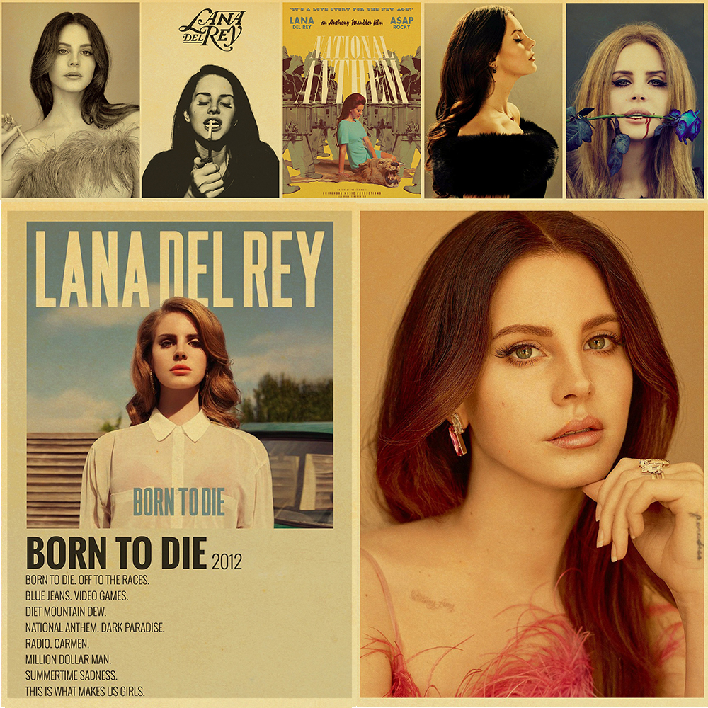 1000x1000 American Model Singer Lana Del Rey Poster Retro Kraft Paper Home Room Bar Cafe Collection Art Wall Decor Picture Wallpaper _, Phone