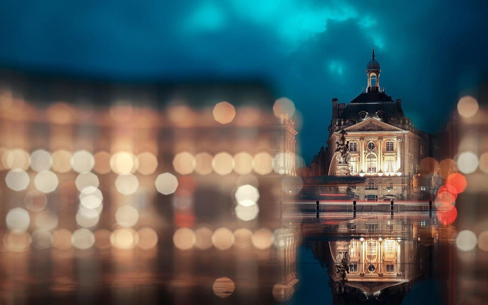 1600x1000 Bordeaux Place de la Bourse Amazing Bokeh HD Desktop Wallpaper Image, Desktop