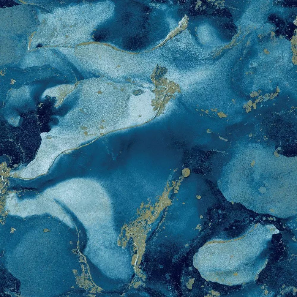 1000x1000 Blue And Gold Marble Wallpaper, Phone