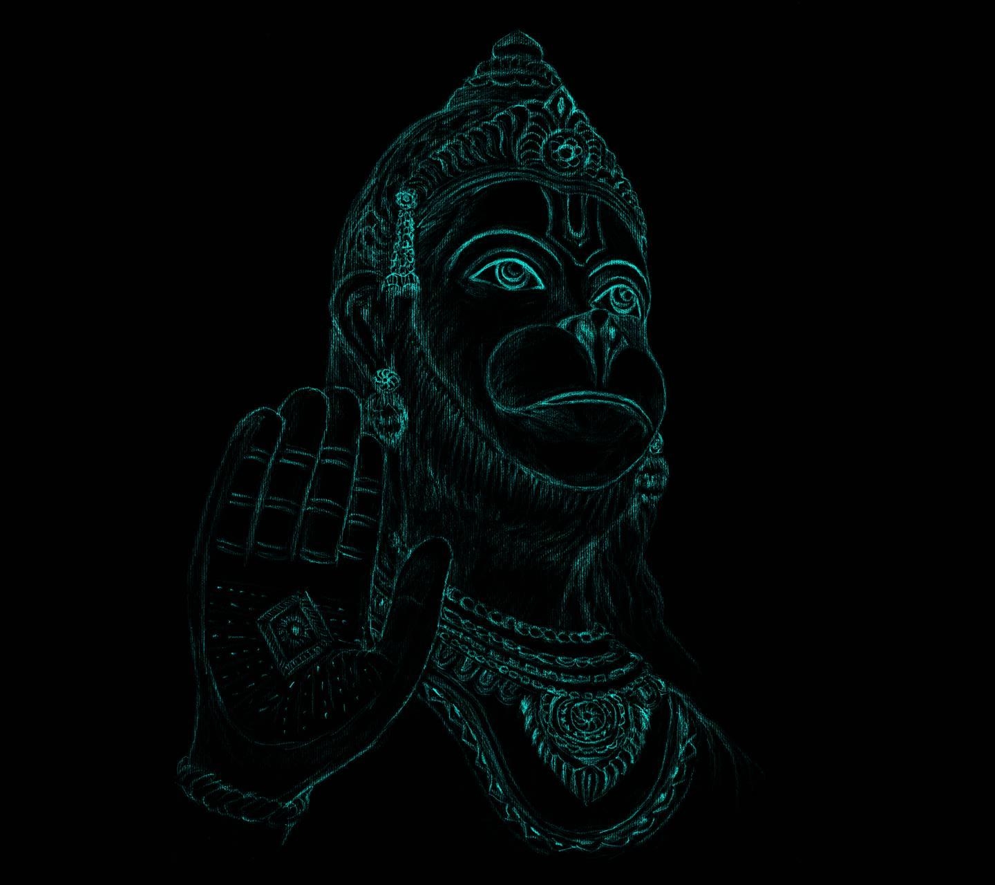 1440x1280 Neon Hanuman wallpaper, Desktop