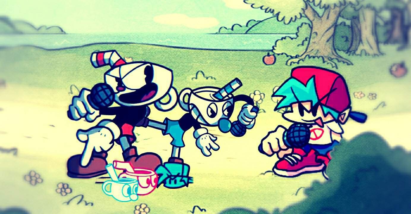 1390x720 FNF Indie Cross Cuphead and..Mugman?. Cuphead Official™ Amino, Desktop