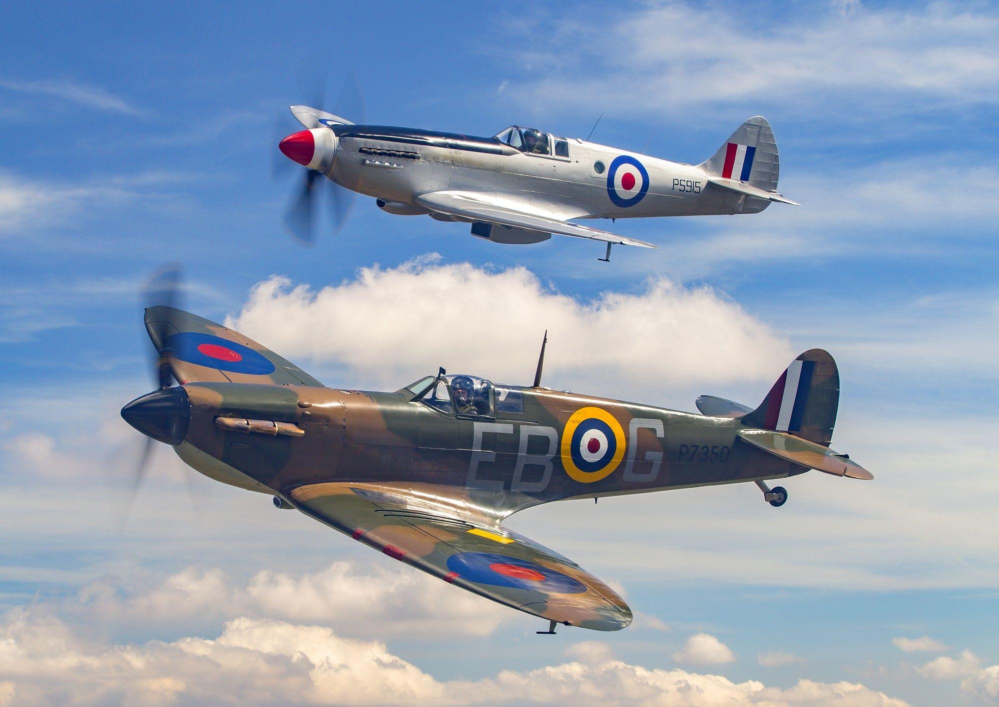 2000x1420 Supermarine Spitfire pair with clouds Wall Mural & Supermarine, Desktop