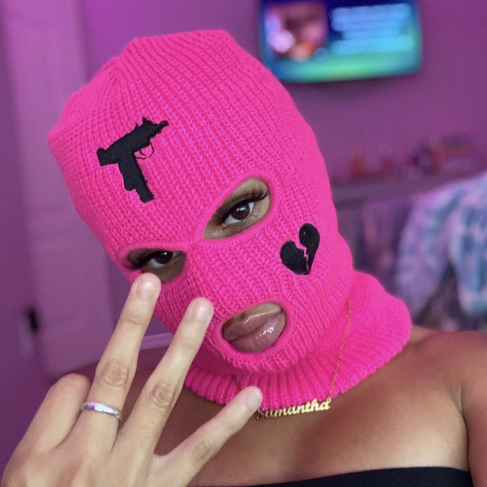 960x960 Neon pink baddie balaclava Ski Mask, Phone