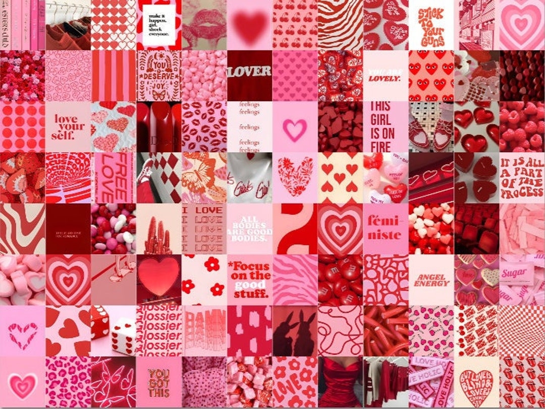 1080x820 Lovecore Valentine's Day Aesthetic Collage Kit 100pcs, Desktop