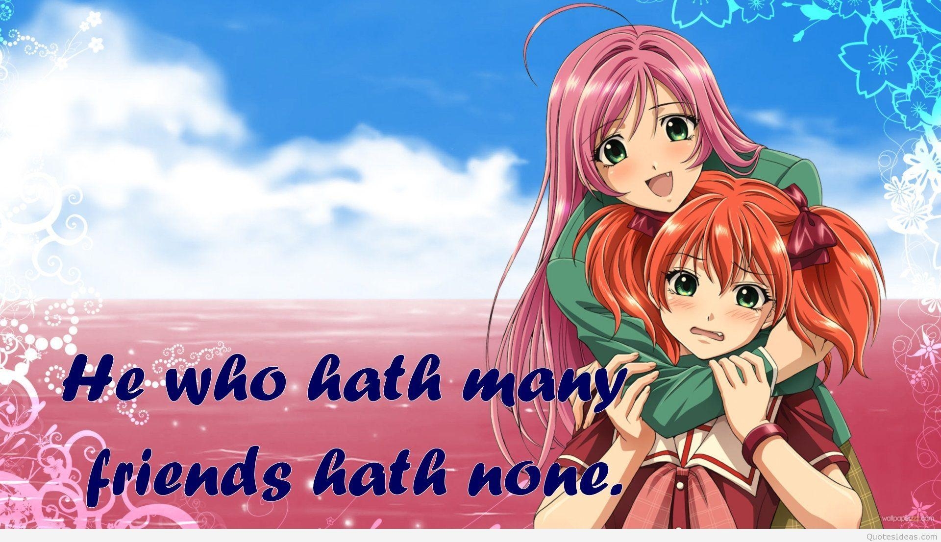 1920x1110 Cute anime best friends wallpaper quote, Desktop