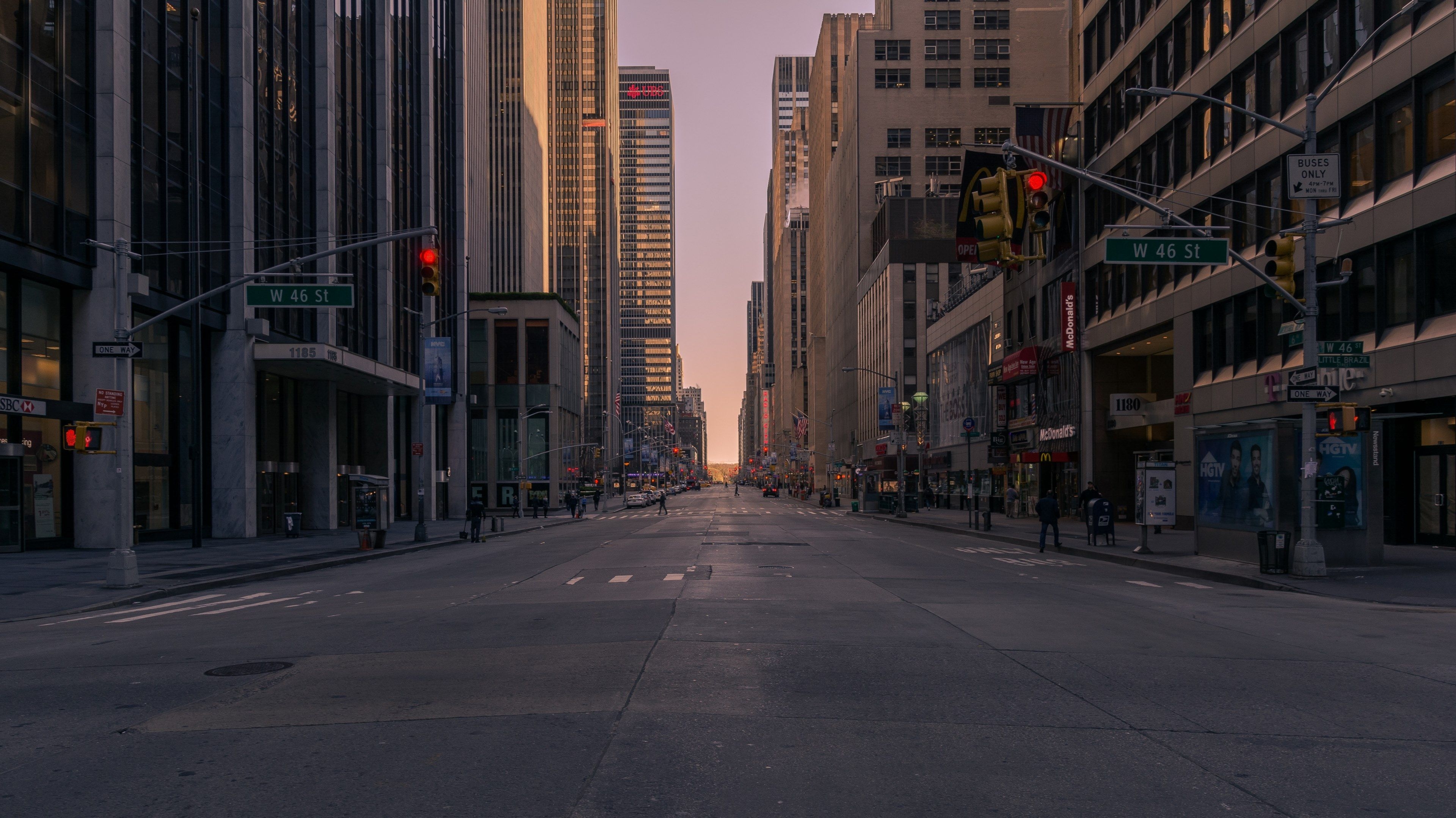 3840x2160 a nearly empty street in new york in the morningempty roads 4k, Desktop