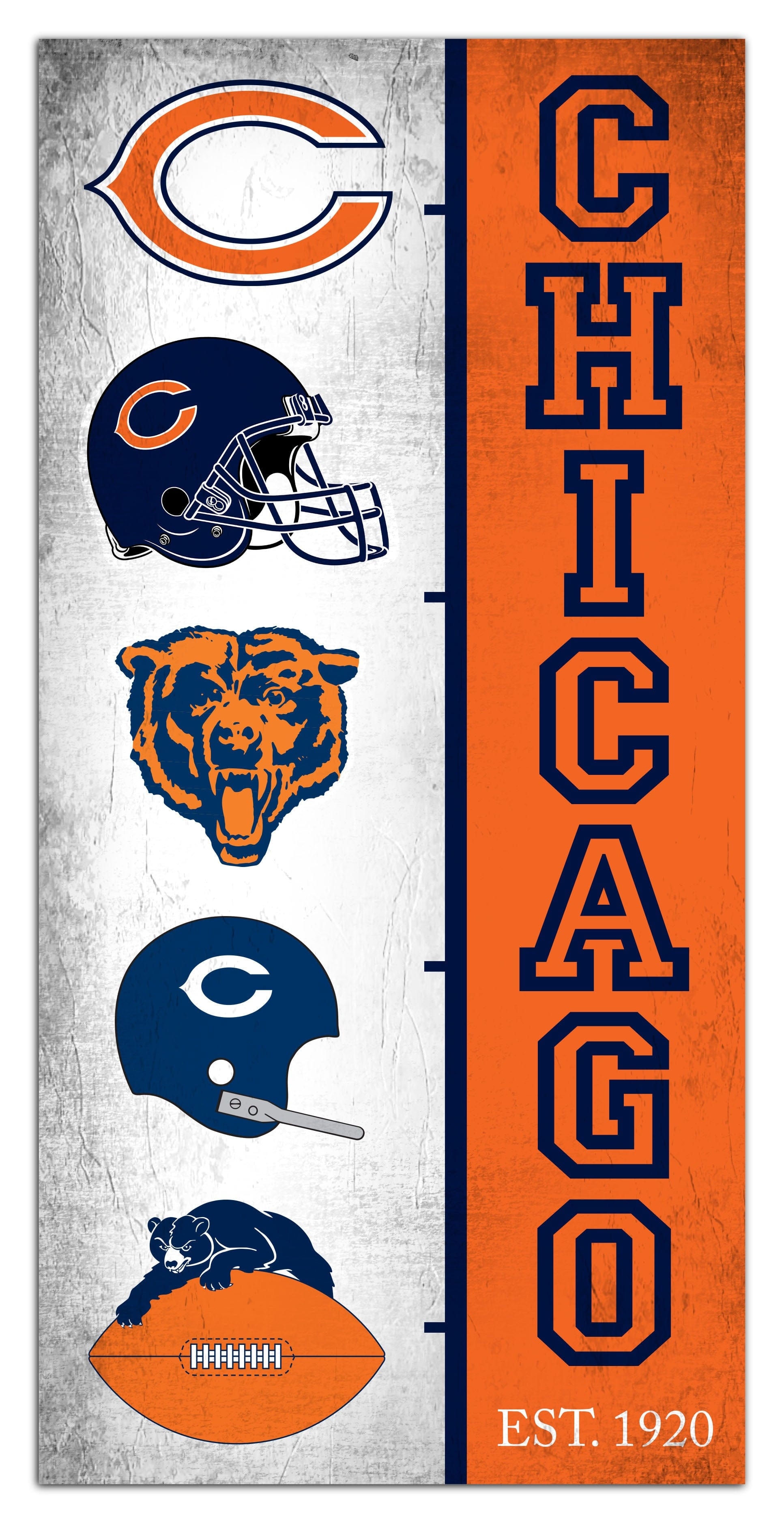 1940x3760 Chicago Bears Team Logo Progression 6x12, Phone