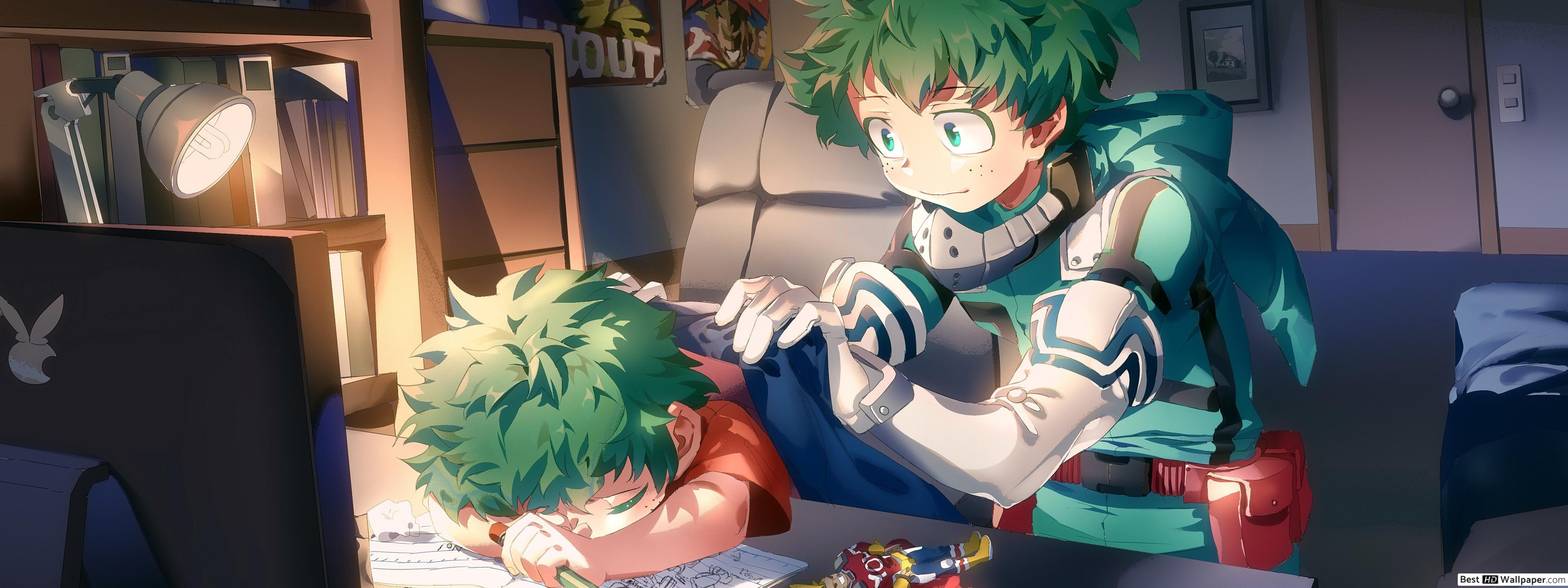 4100x1540 Midoriya Taking Care of his own Child Self HD wallpaper download, Dual Screen