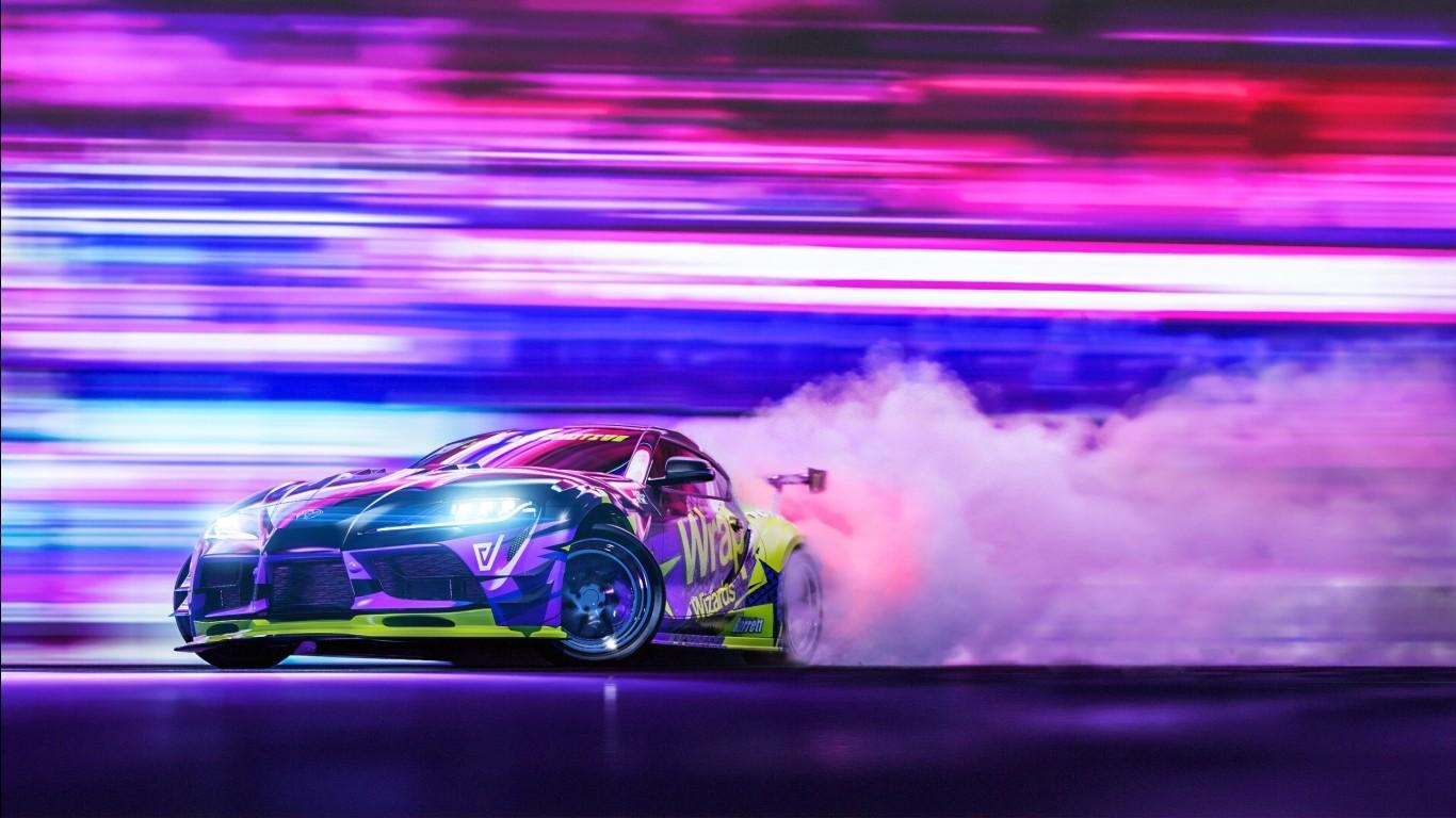 1370x770 WALLPAPERS HD: Toyota Supra Neon Drift, Desktop