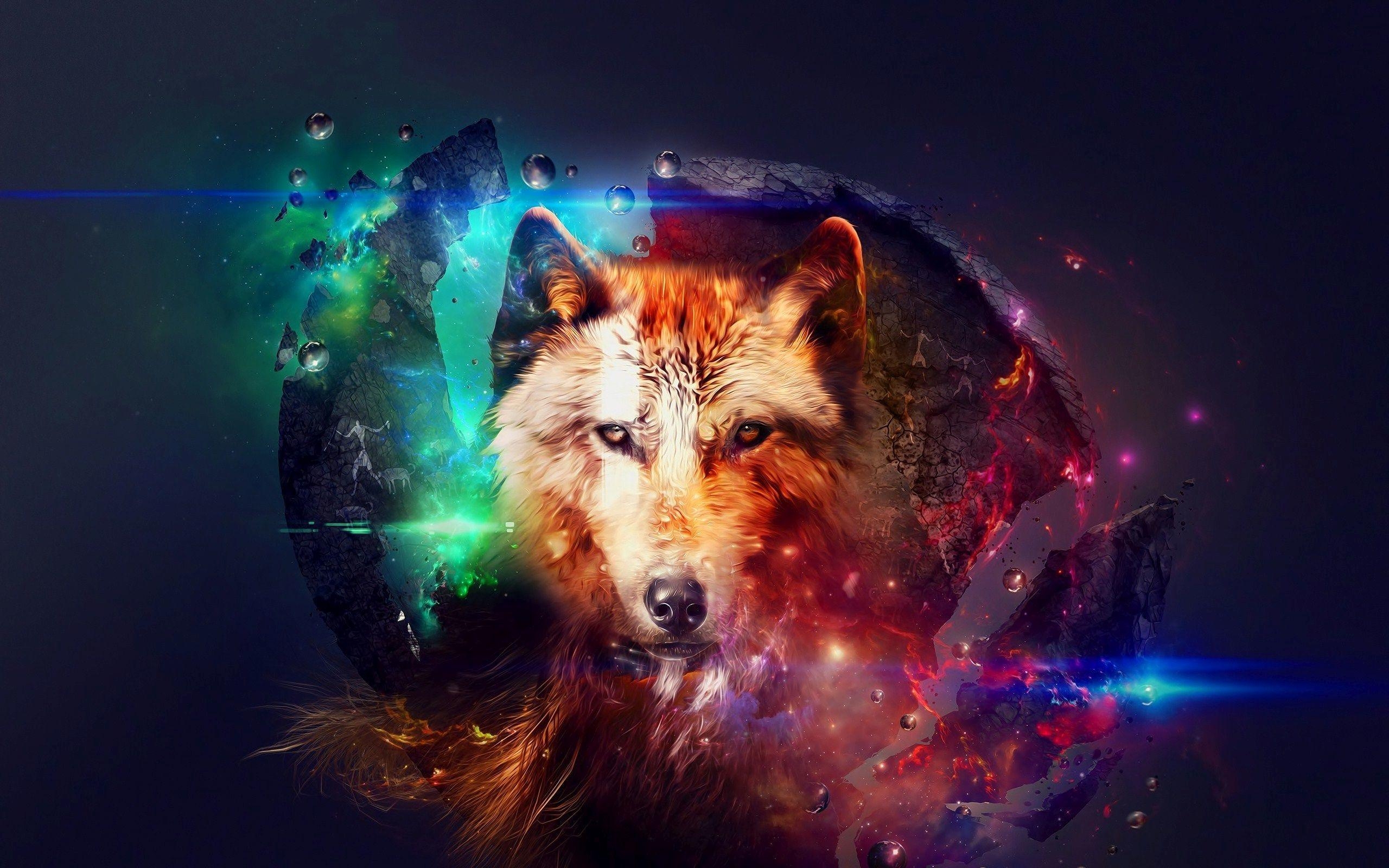 2560x1600 Wolf in space Wallpaper, Desktop