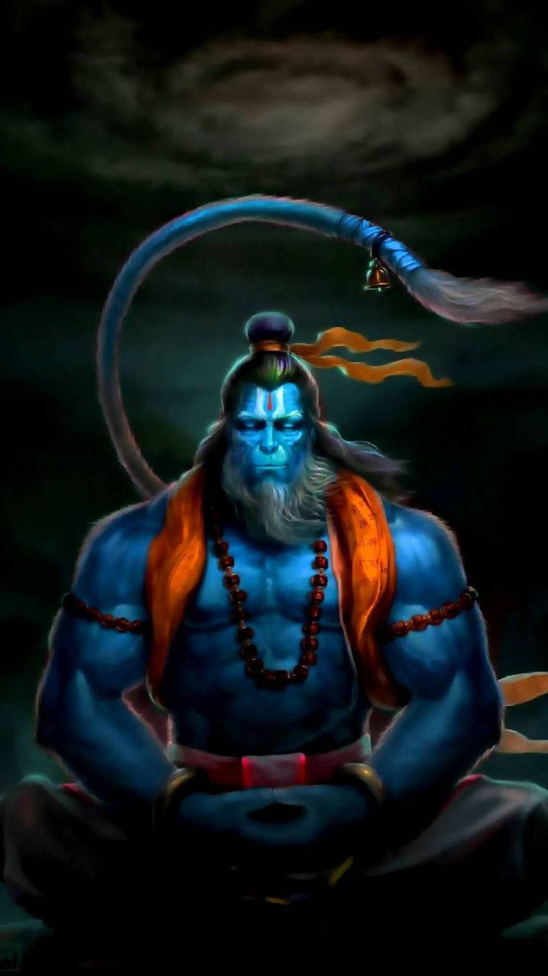 800x1430 Download Hanuman Ji HD Dark Scene Wallpaper, Phone