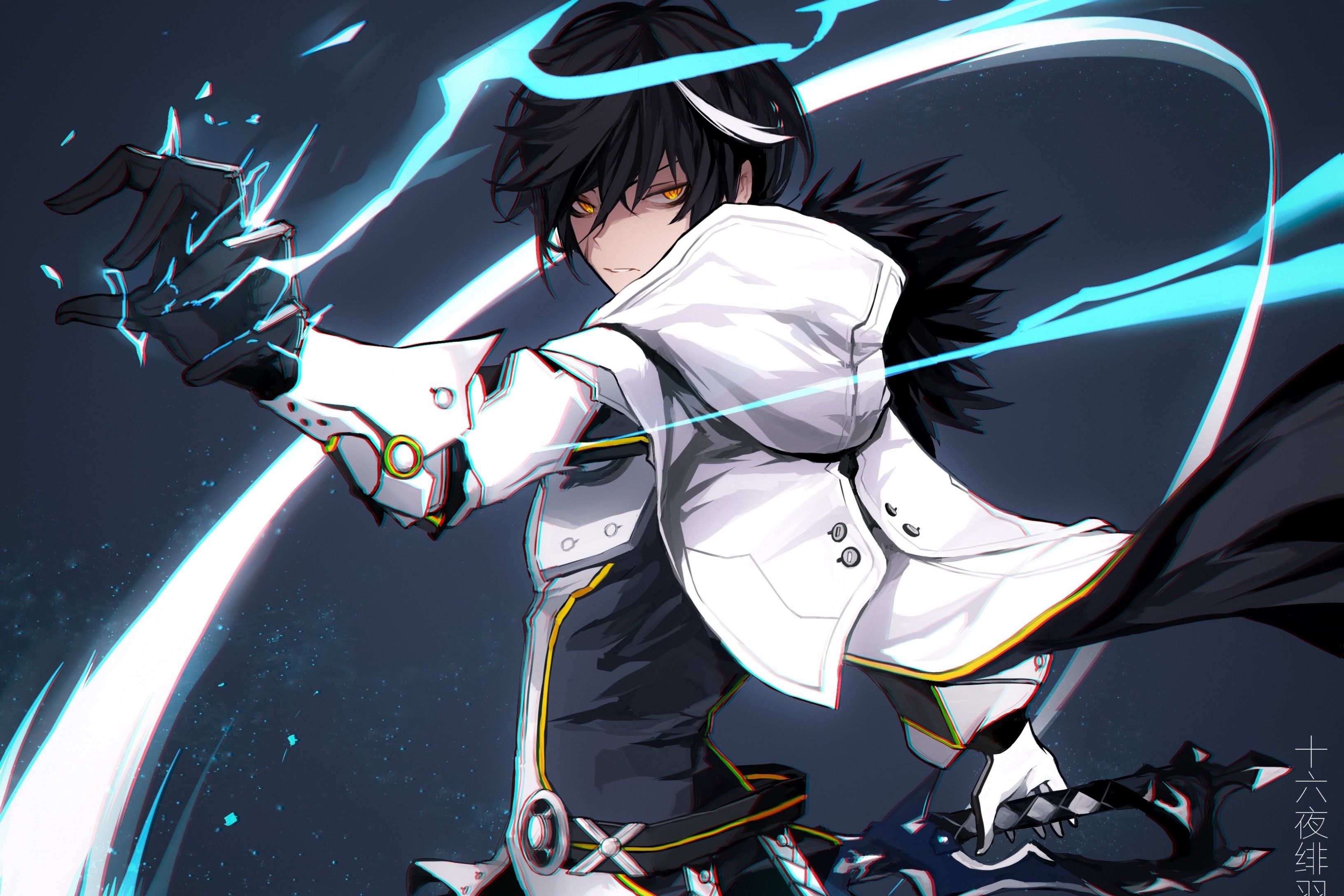 3270x2180 Download  Raven, Elsword, Magic, Anime Boy, Cape, Black Hair, Anime Games Wallpaper, Desktop