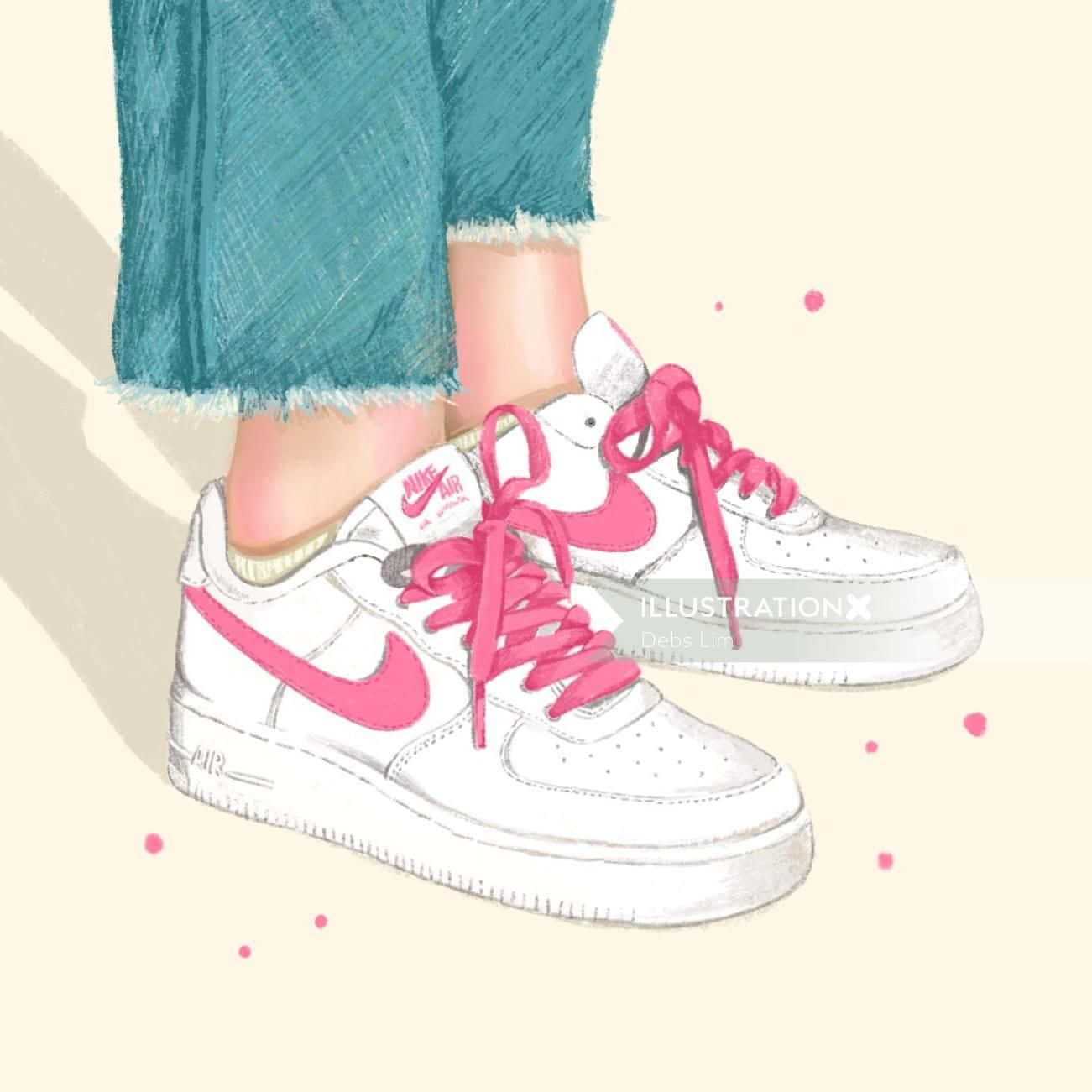 1310x1310 Download Nike Air Force 1 Sneakers Illustration, Phone