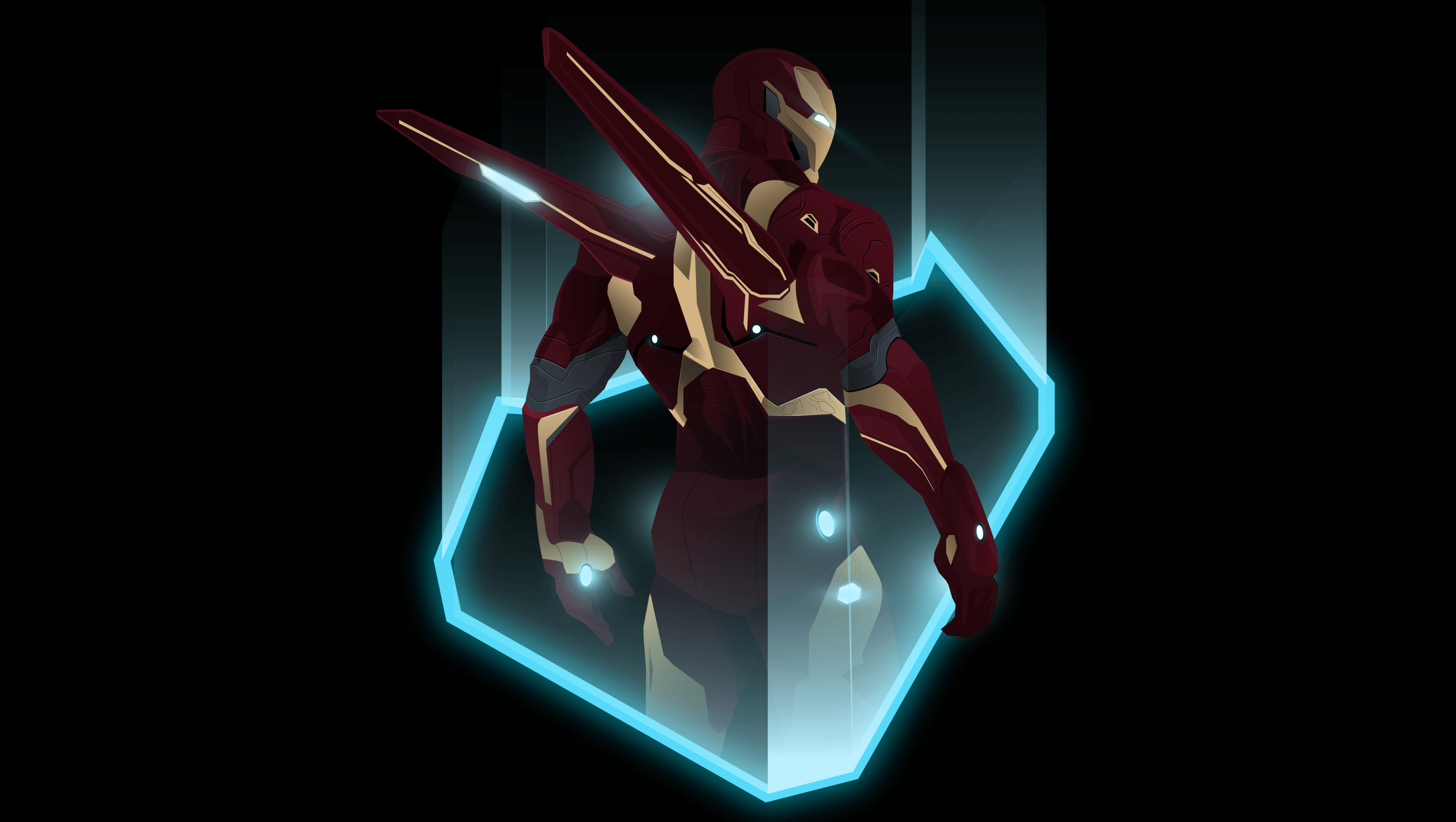 3400x1920 Wallpaper Iron Man, Dark Background, Illustration, 4K, Black Dark, Desktop