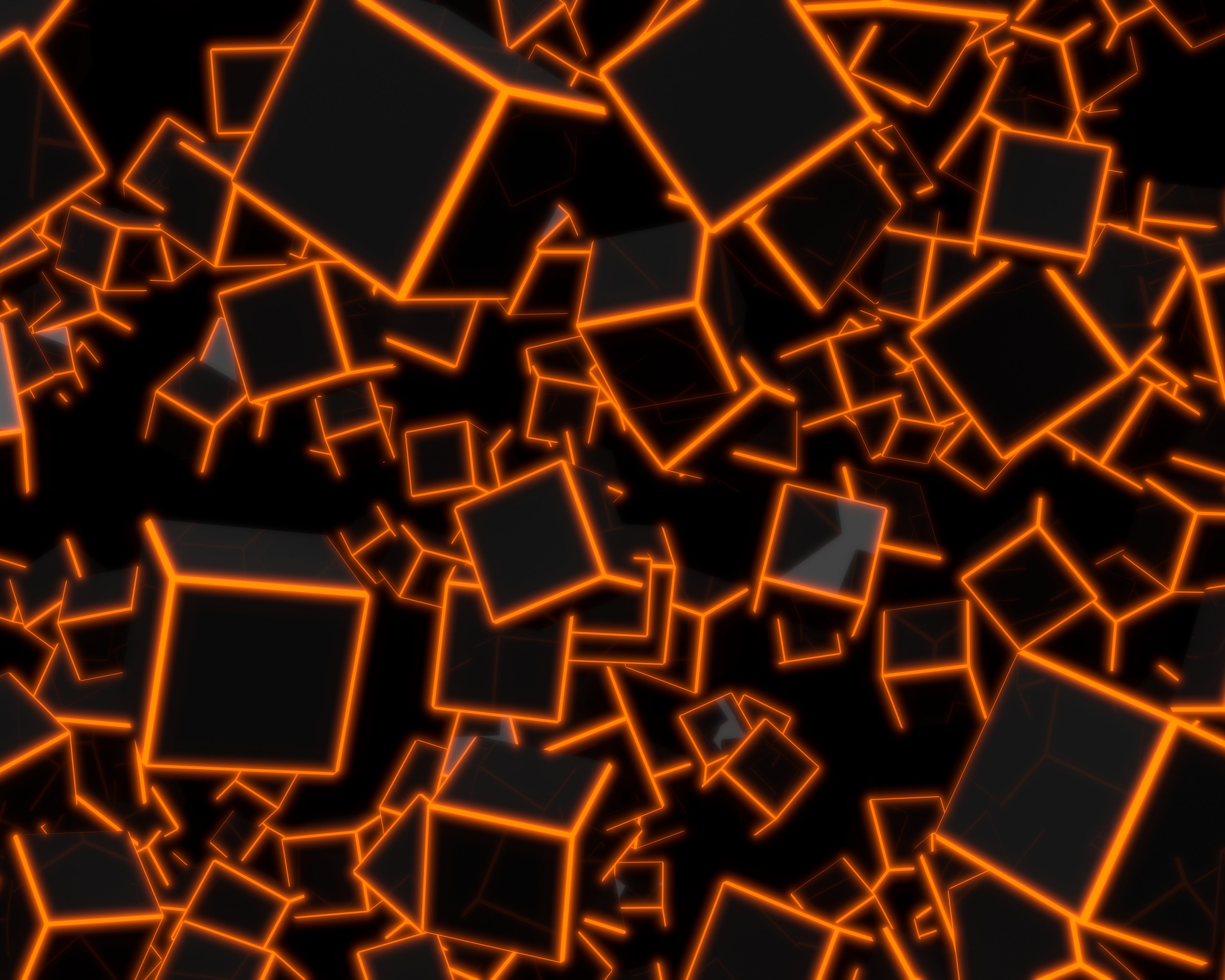 5120x4100 3D Orange Neon Cubes 8K UHD Wallpaper, Desktop