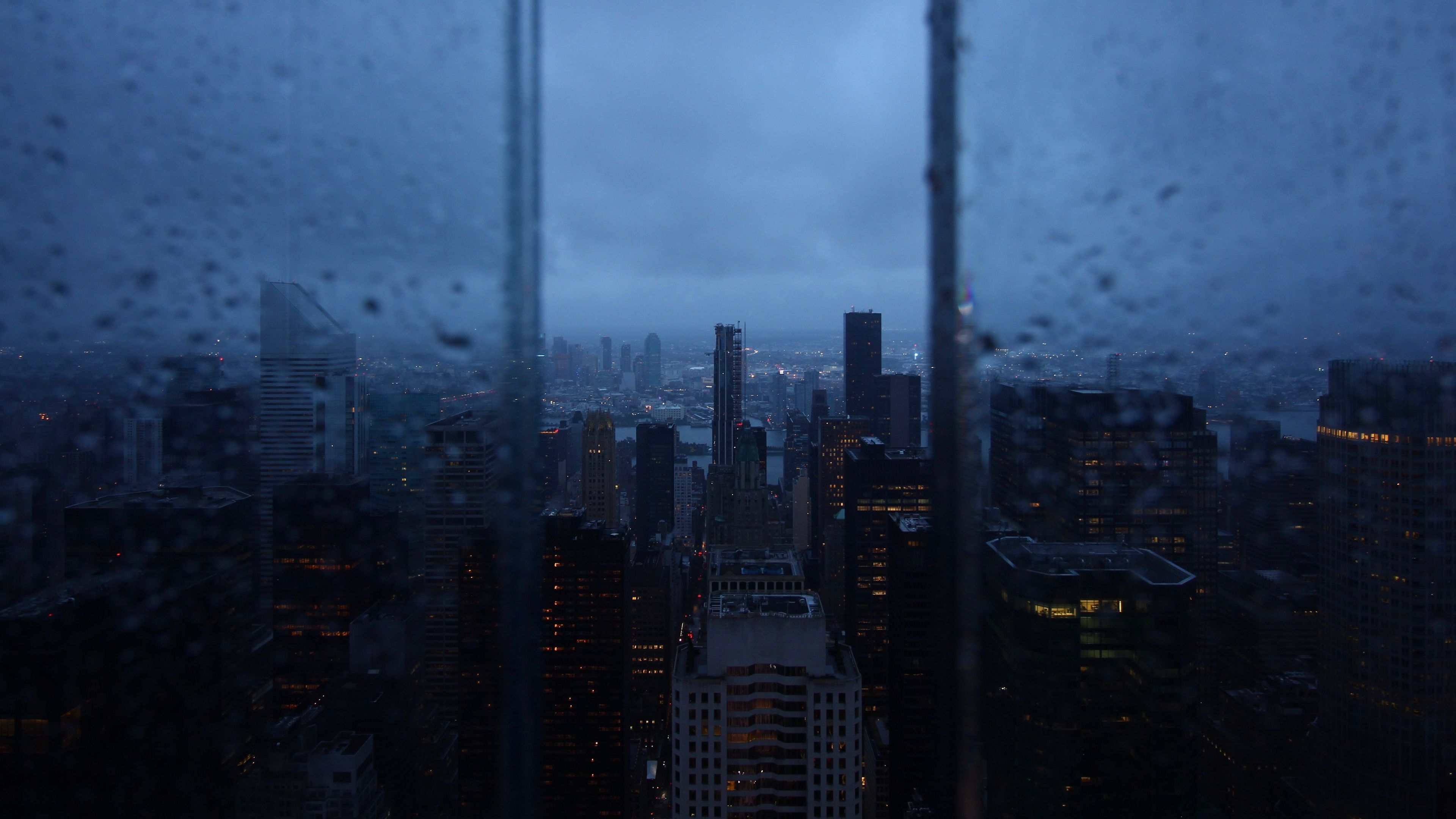 3840x2160 Download wallpaper  night city, window, rain, skyscrapers, aerial view 4k uhd 16:9 HD background, Desktop