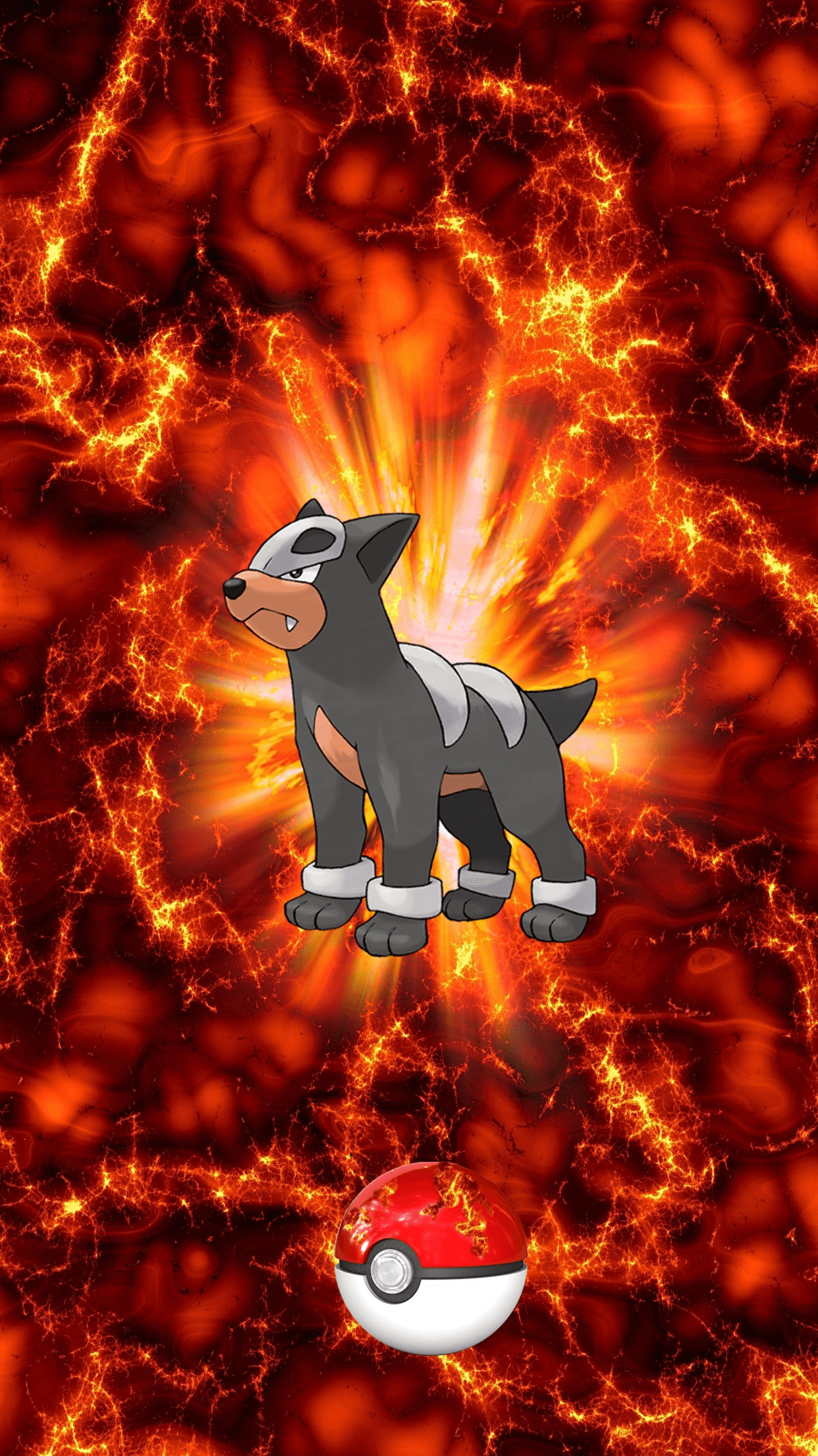 1250x2210 Fire Pokeball Houndour Delvil 16 Egg, Phone