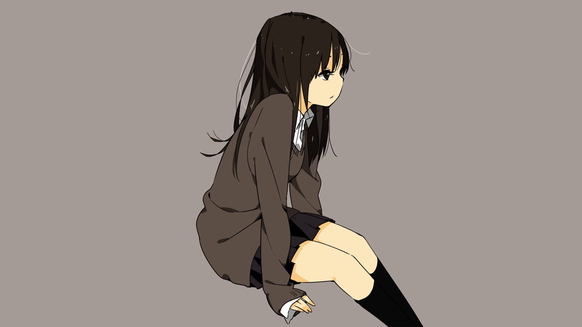 1920x1080 Sad Anime Girl Wallpaper Girl School Uniform Black, Desktop