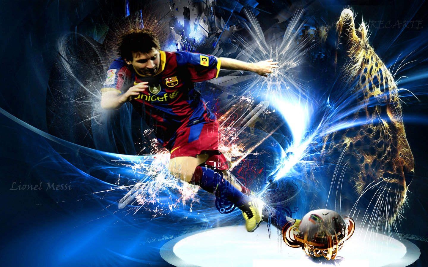 1440x900 3D Wallpaper Barcelona player; Lionel Messi with best design, Desktop