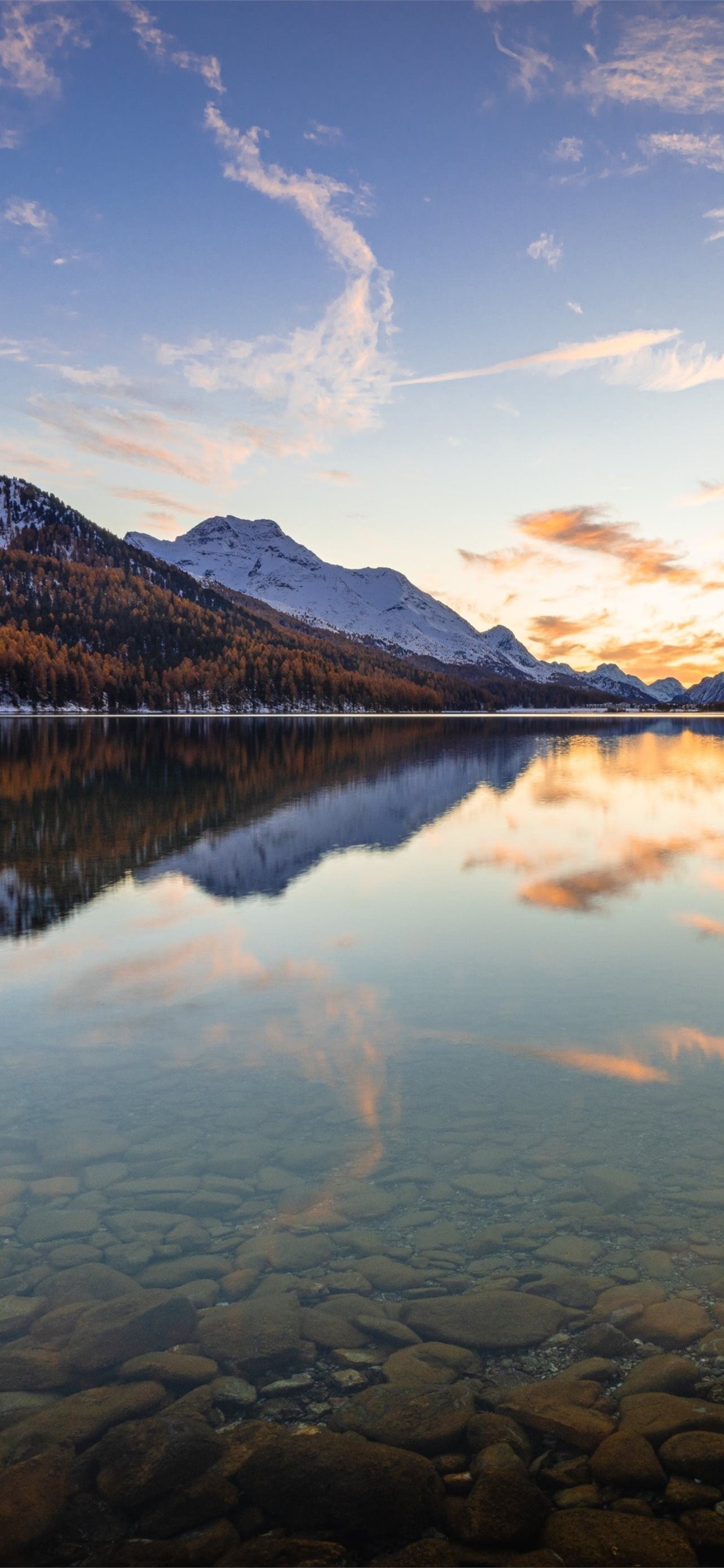 1290x2780 landscape water reflection mountains 4k, Phone