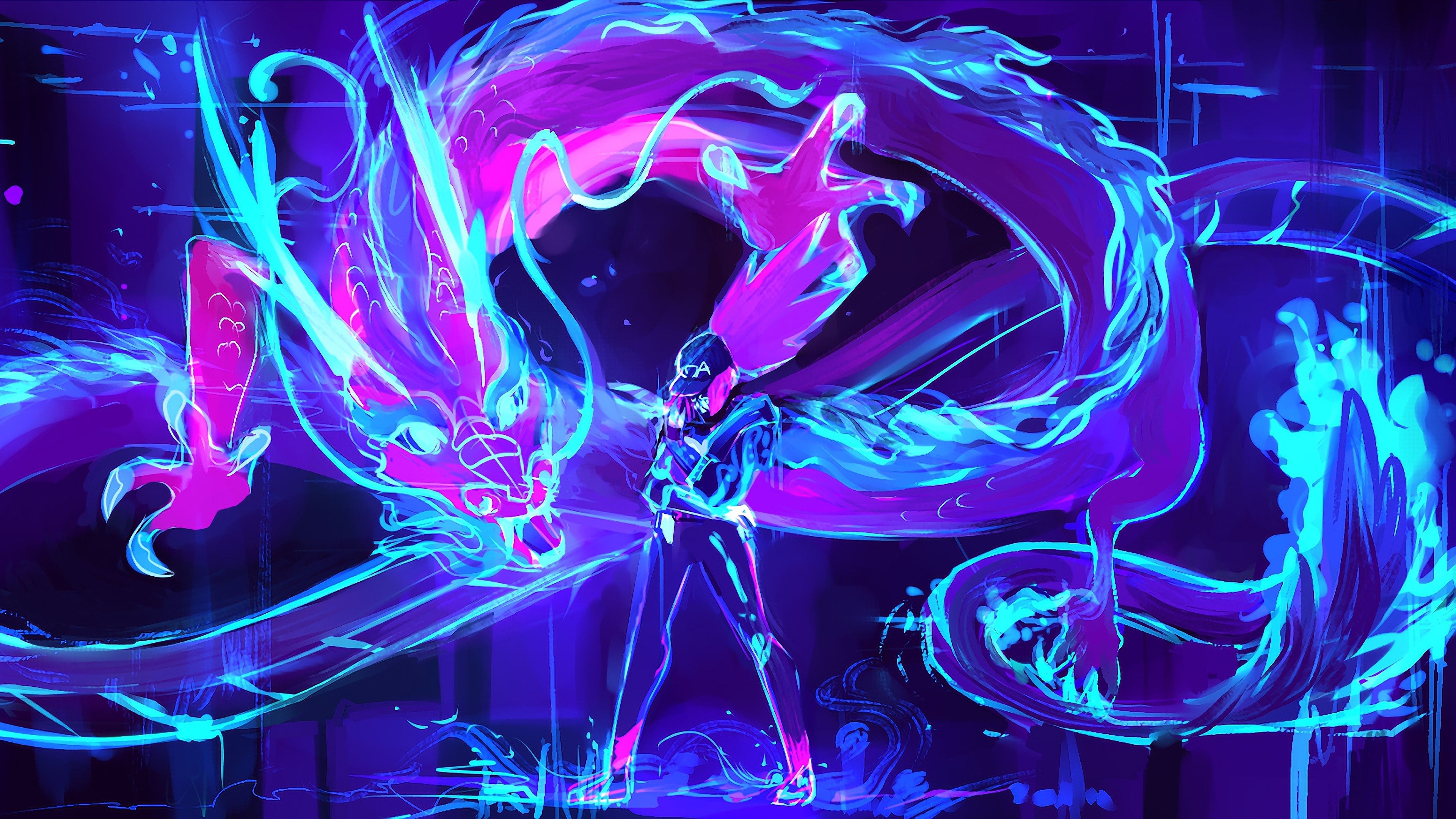 3840x2160 K DA Akali Neon Dragon League Of Legends LoL 4K, Desktop